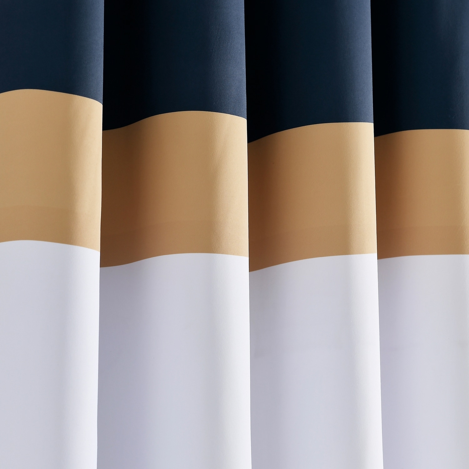 Alexander Navy and Gold Color Block Polyester Curtain Pair