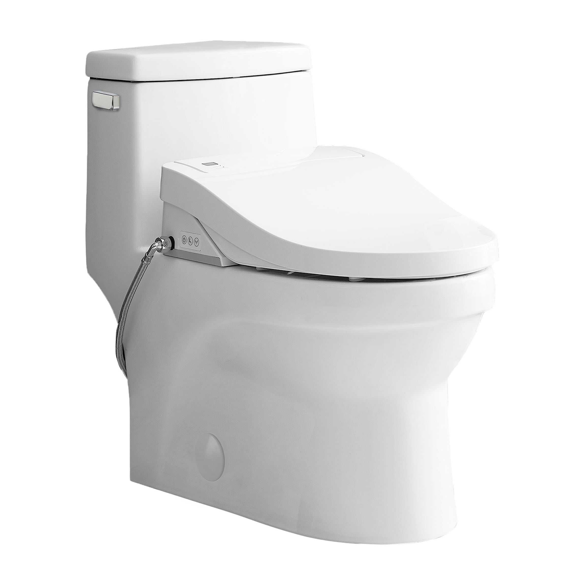 Elongated Glossy White Dual Flush Smart Toilet