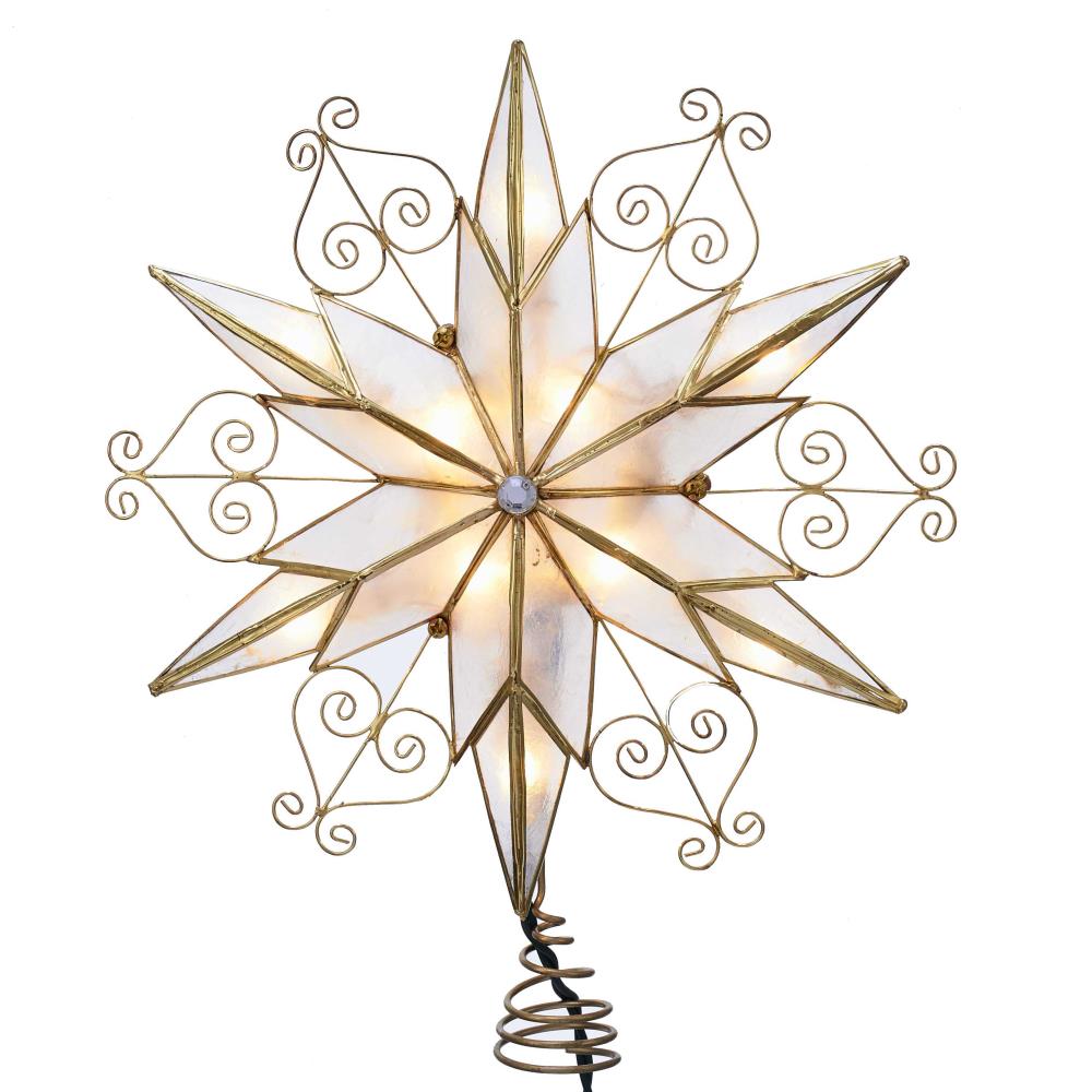 Kurt S. Adler UL3110 9.5-in Star Gold Clear Christmas Tree Topper