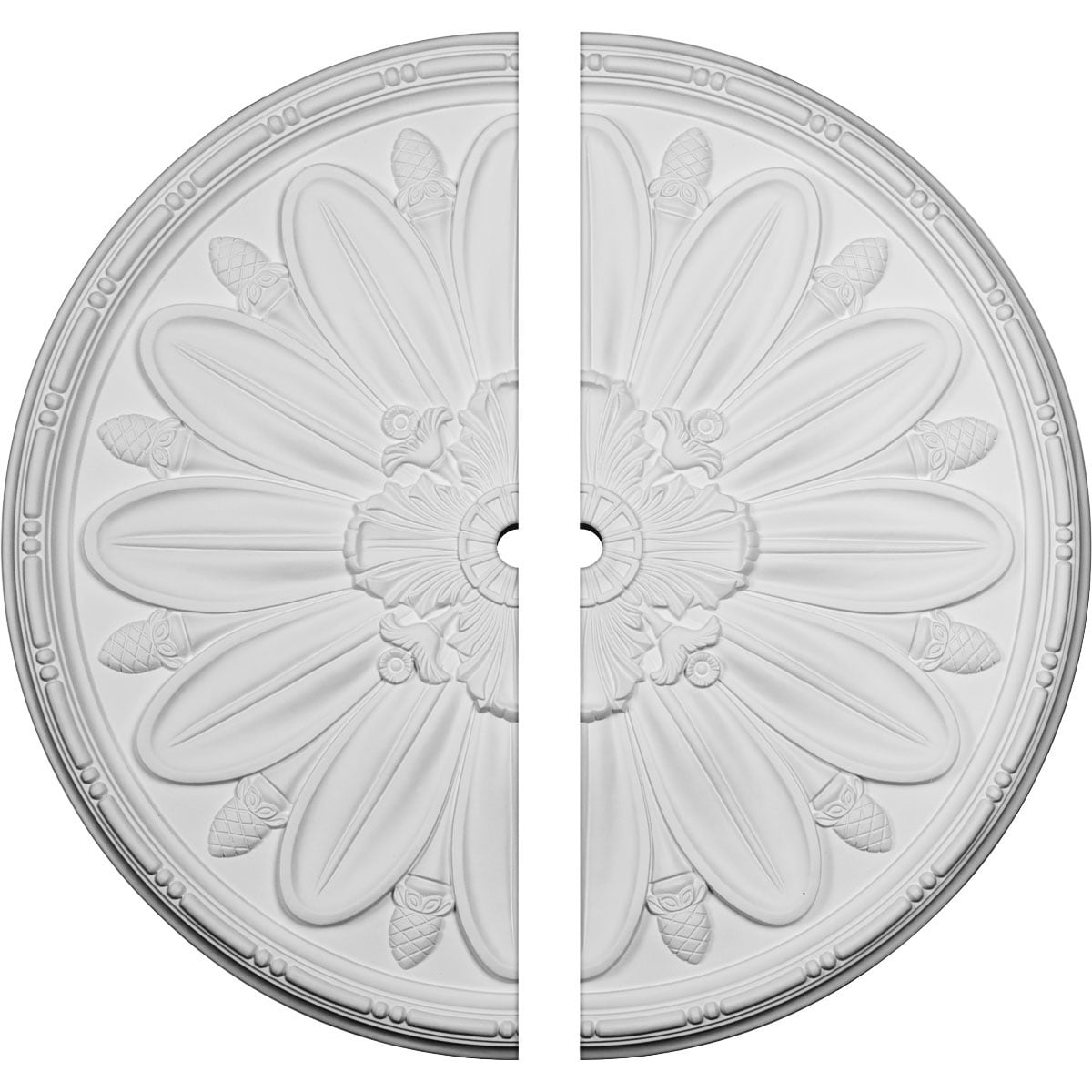 Ekena Millwork CM40DL2-02000 Delfina 40-in W x 40-in L Architectural White Polyurethane Split Ceiling Medallion