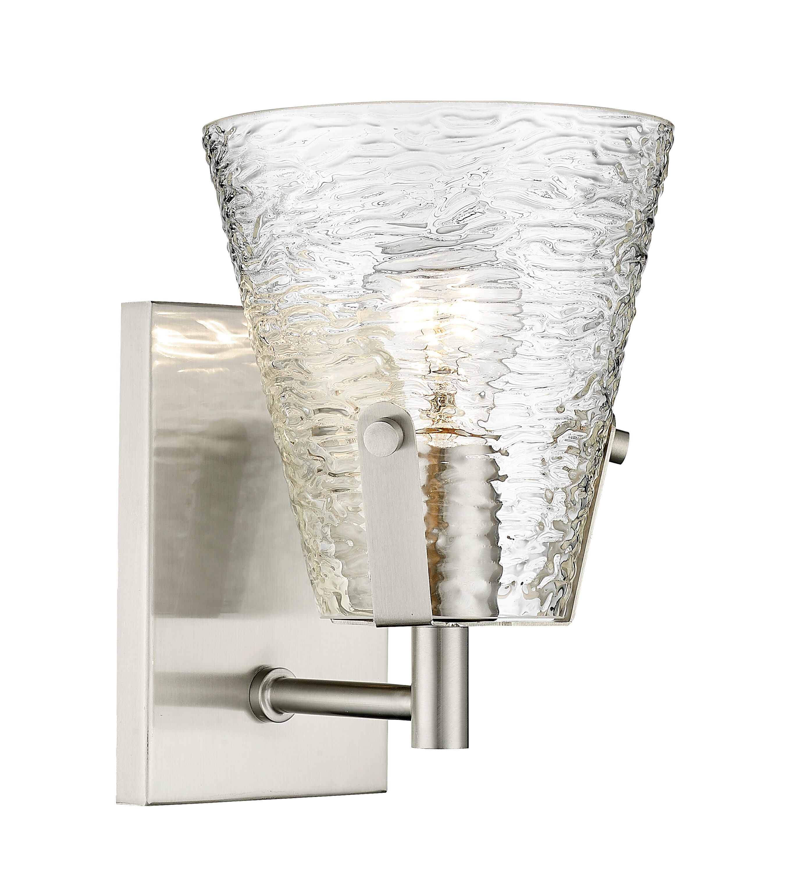 Analia Brushed Nickel and Glass 1-Light Wall Sconce