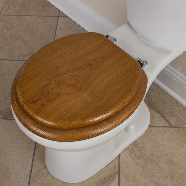 Project Source Wood Oak Round Toilet Seat at