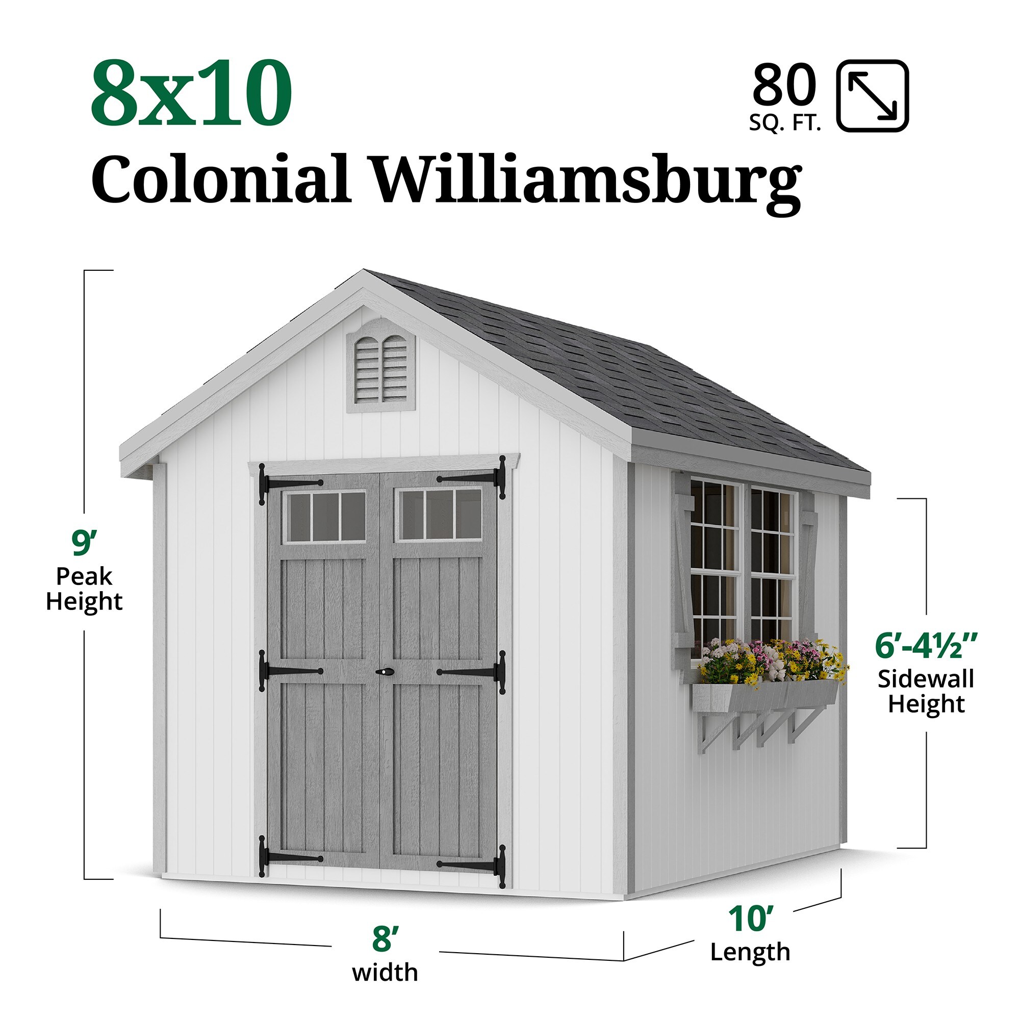 Little Cottage Co 8X10 WCGS-PC Wood-Storage-Buildings - View #3
