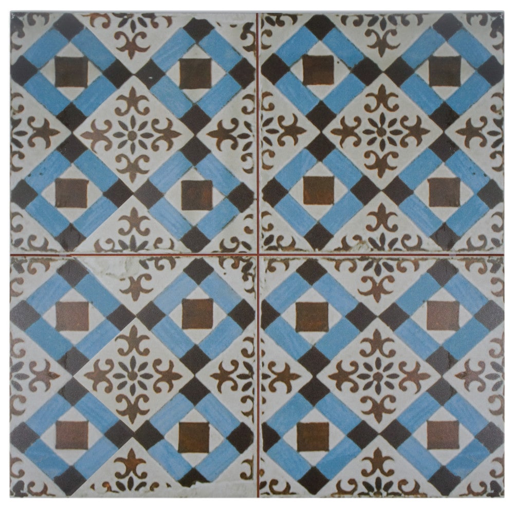 Affinity Tile S1FPEMBFS4 Sample - Kings Original Millbasin 9-in x 9-in Matte Ceramic Patterned Floor and Wall Tile