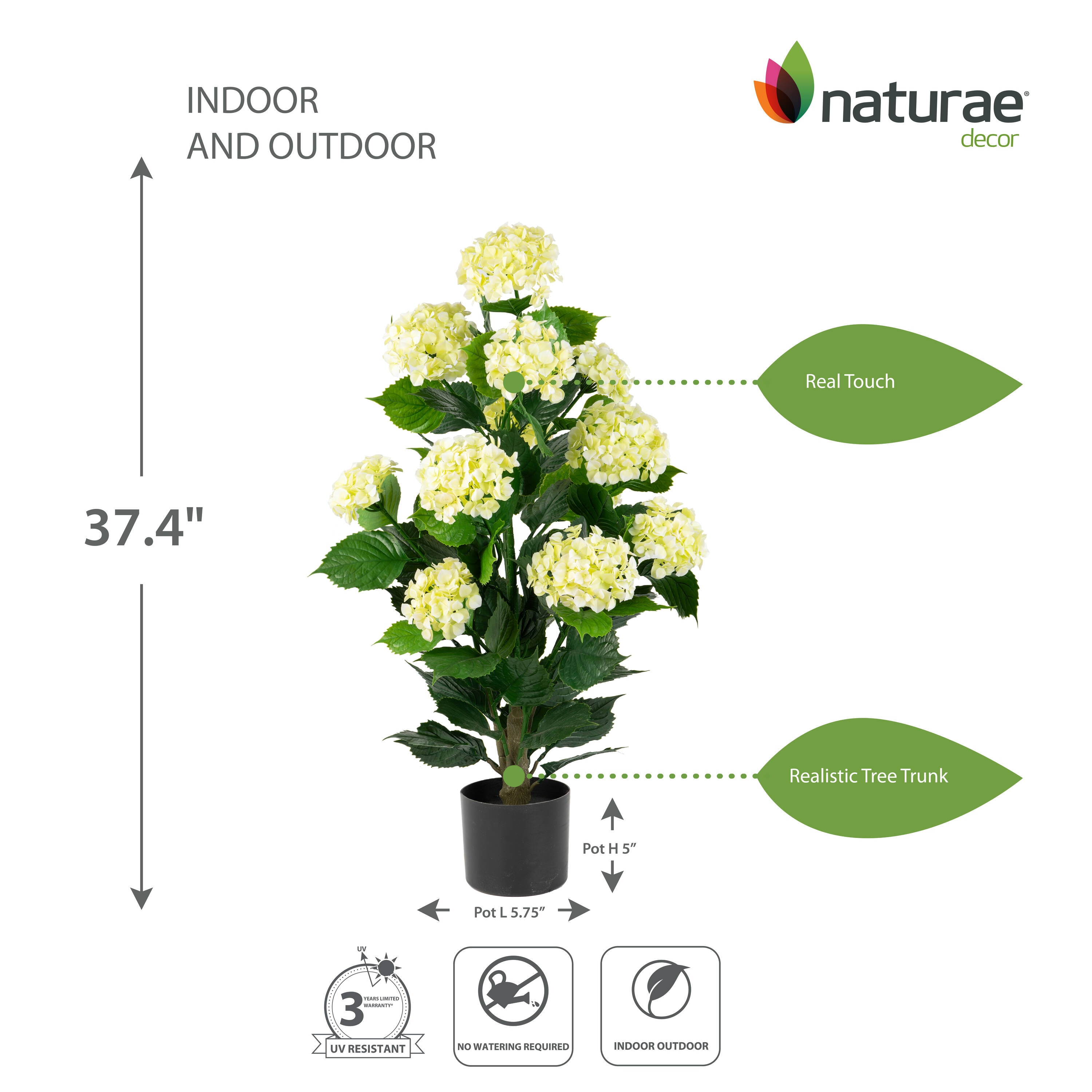 naturae decor OUT-HYDWH-37-1PK Artificial-Plants-Trees - View #3