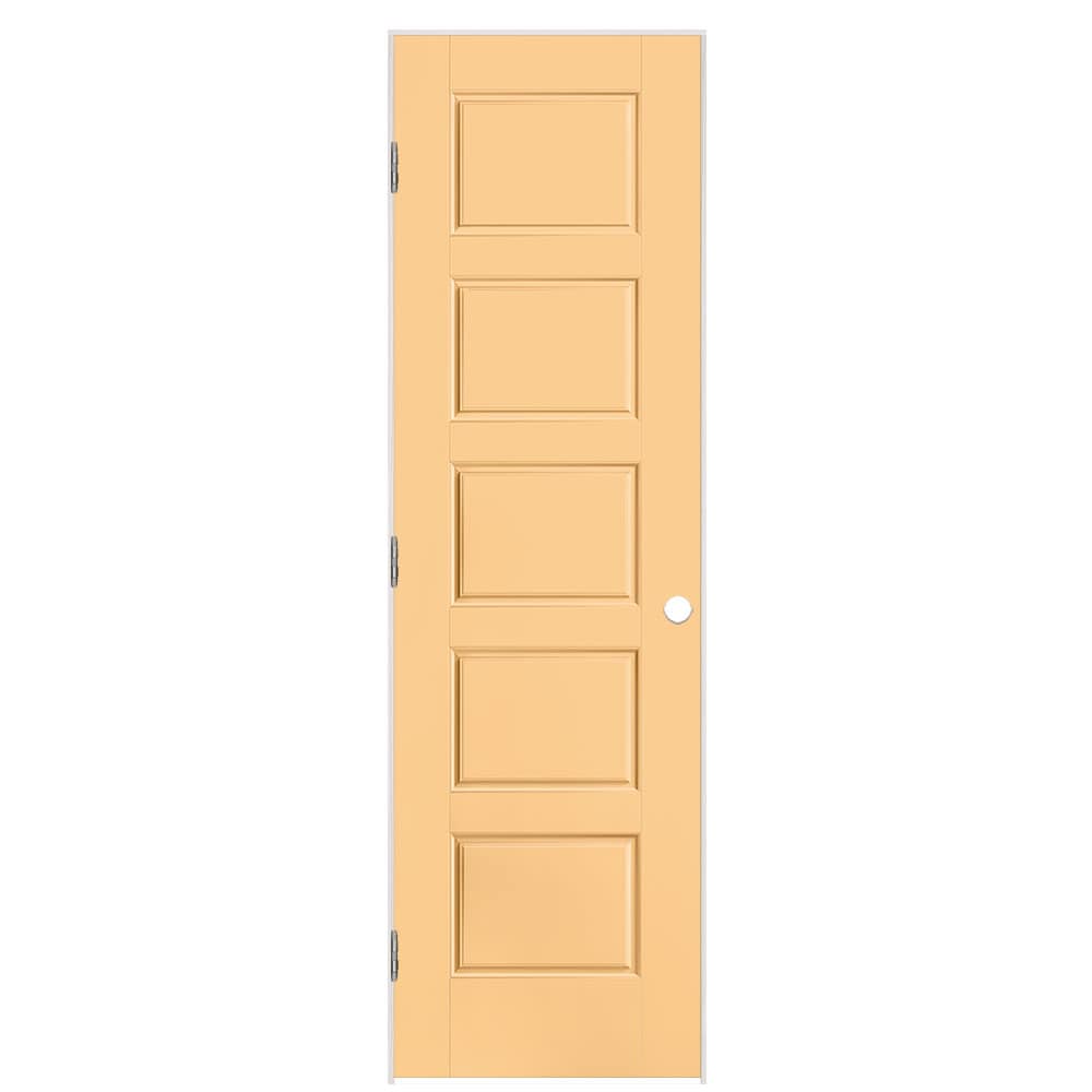 Masonite 1444483 24-in x 80-in Marigold Hollow core 5-panel equal Right hand Smooth Prefinished Molded composite Flat Jamb Single Prehung Interior Door
