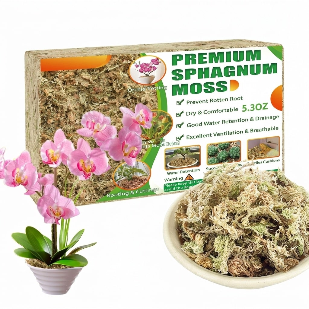 Justincity - Sphagnum Moss Potting Mix 6 QT Natural Moss for Orchid Succulent Carnivorous Plants...