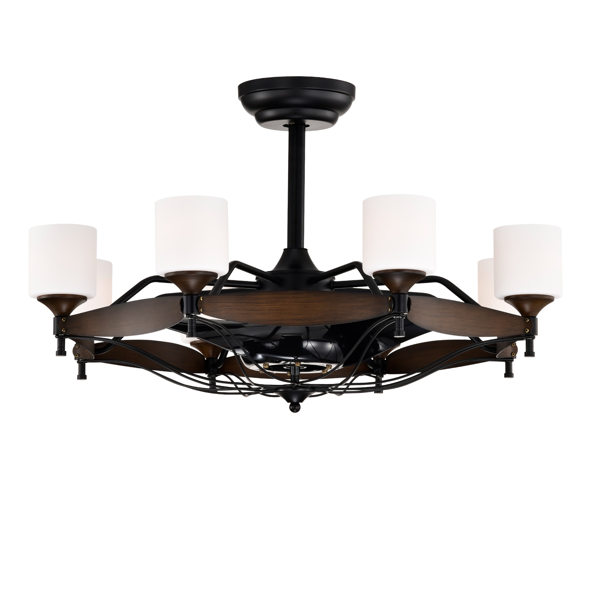 LTMATE LSEL297346WG JAZAVA 32.7-in Integrated LED Black with Matte Blades Fandelier Ceiling Fan With Light and Remote ( 3 -Blade )