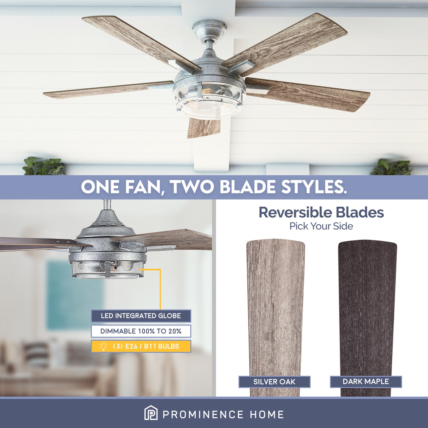 Prominence Home Freyr 52-in Galvanized Indoor/Outdoor Smart Ceiling Fan ...