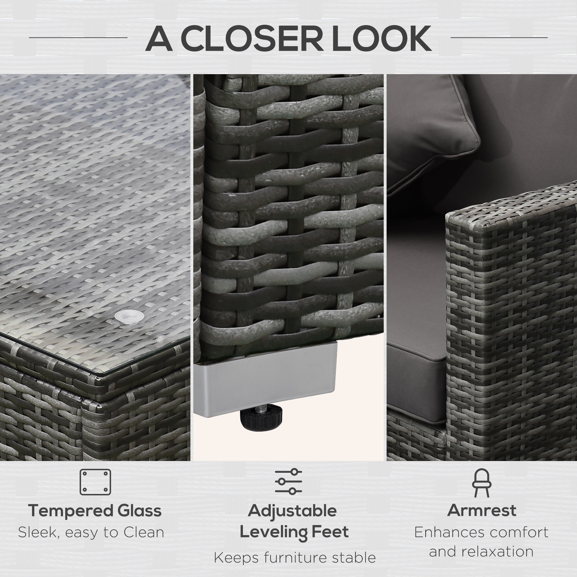 Outsunny 841-096V01GY Patio-Conversation-Sets - View #4