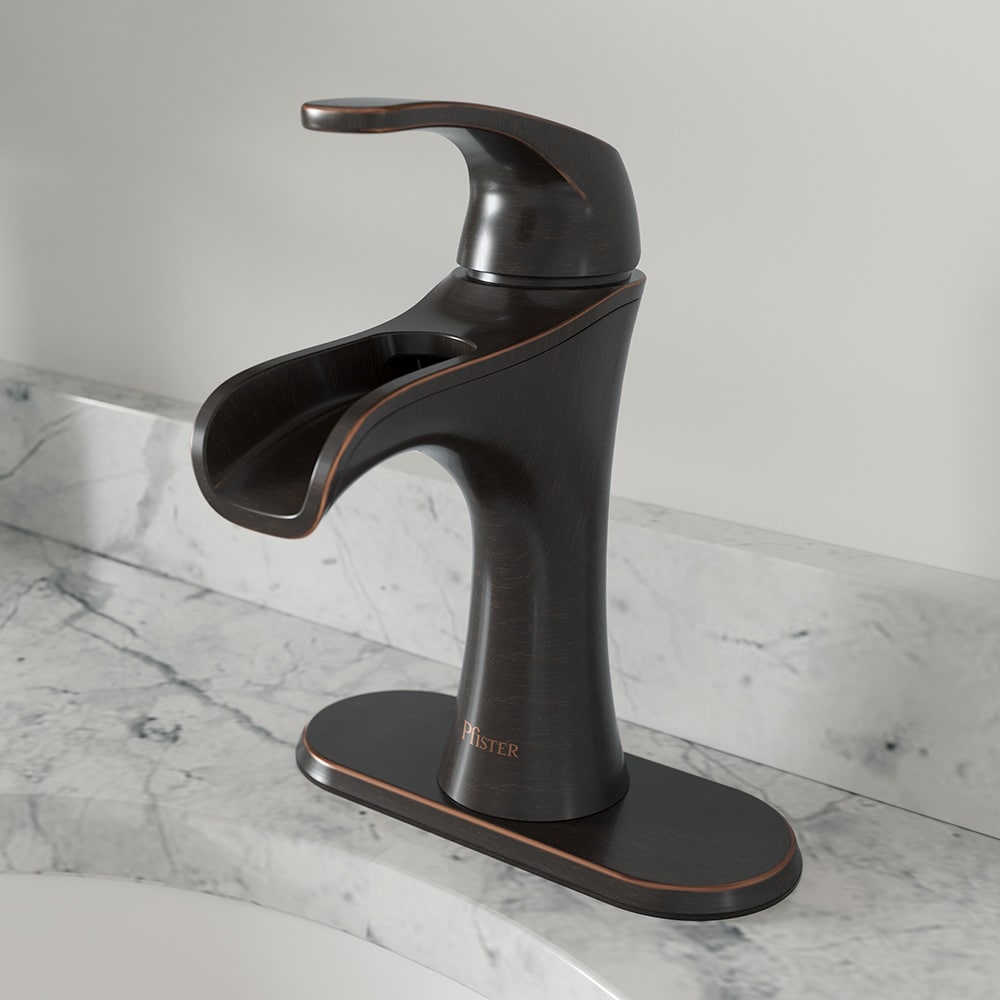 Pfister LF-042-JDYY Jaida Tuscan bronze Single hole 1-handle WaterSense Low-arc Residential Handle Bathroom Sink Faucet with Drain with Deck Plate