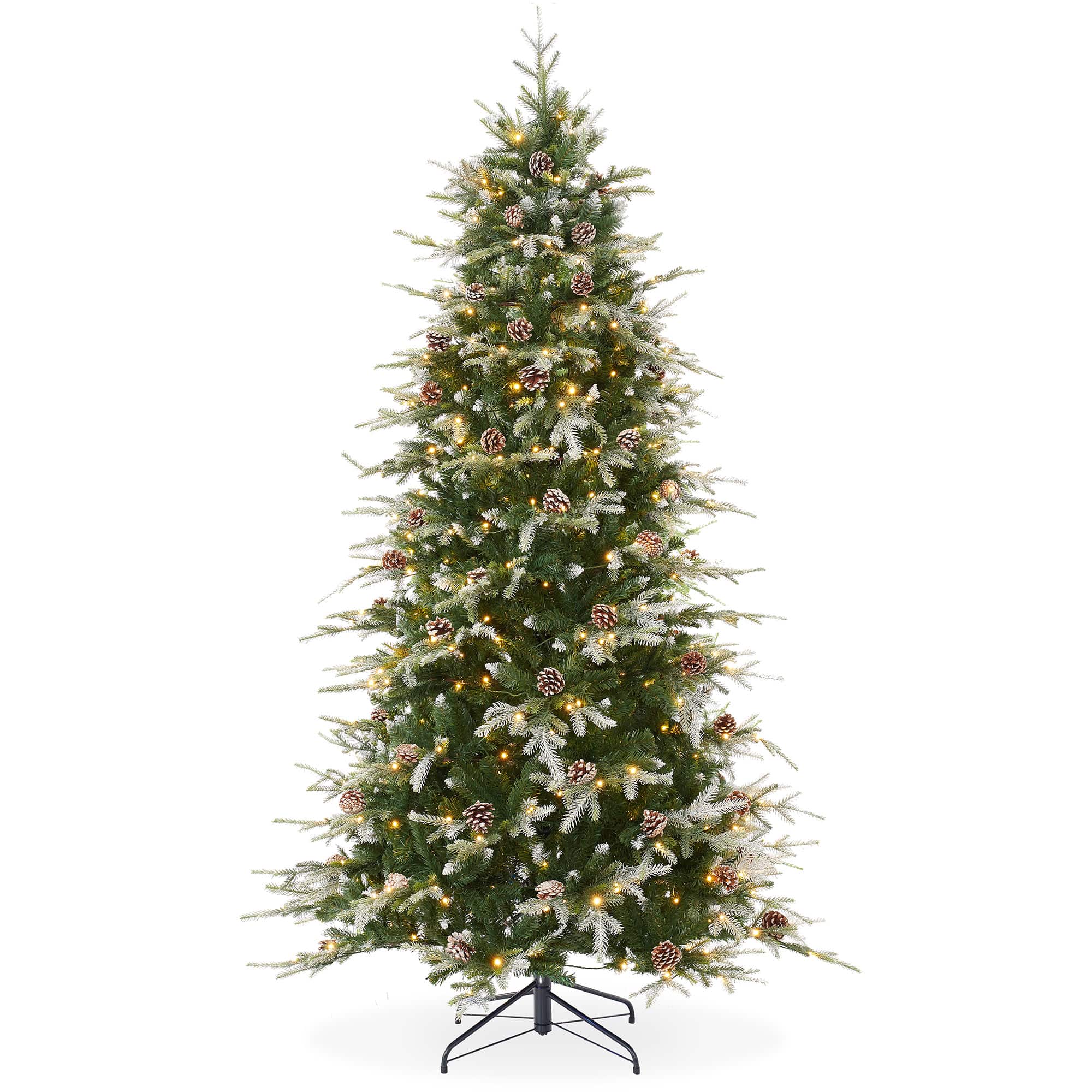 Casafield SZN-TR-257HL Pre-Lit Slim Aspen Fir Artificial Holiday Christmas Tree with Stand