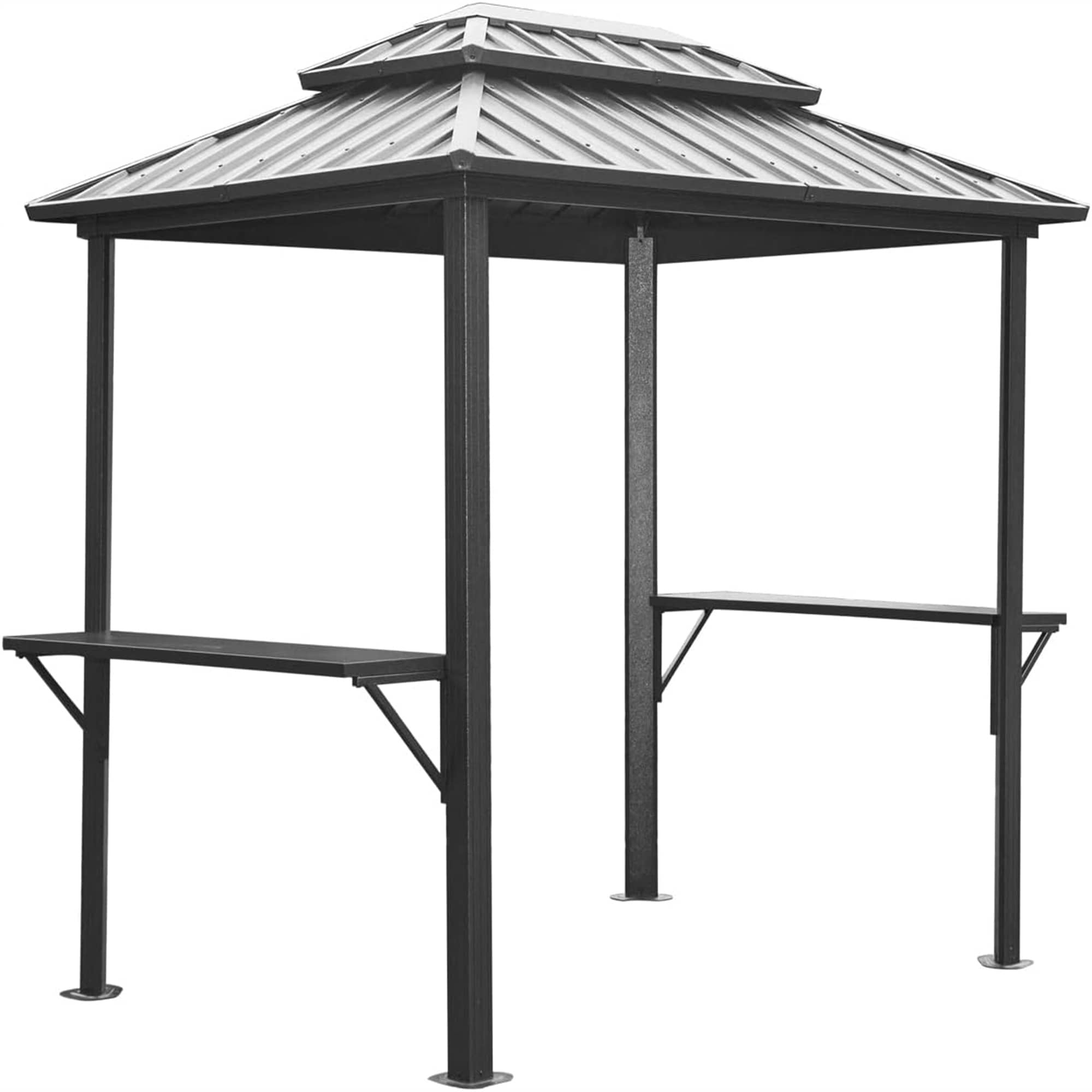 Clihome CL-DOLS038 8-ft x 6-ft Gray Rectangle Grill Gazebo with Hardtop Aluminum Roof