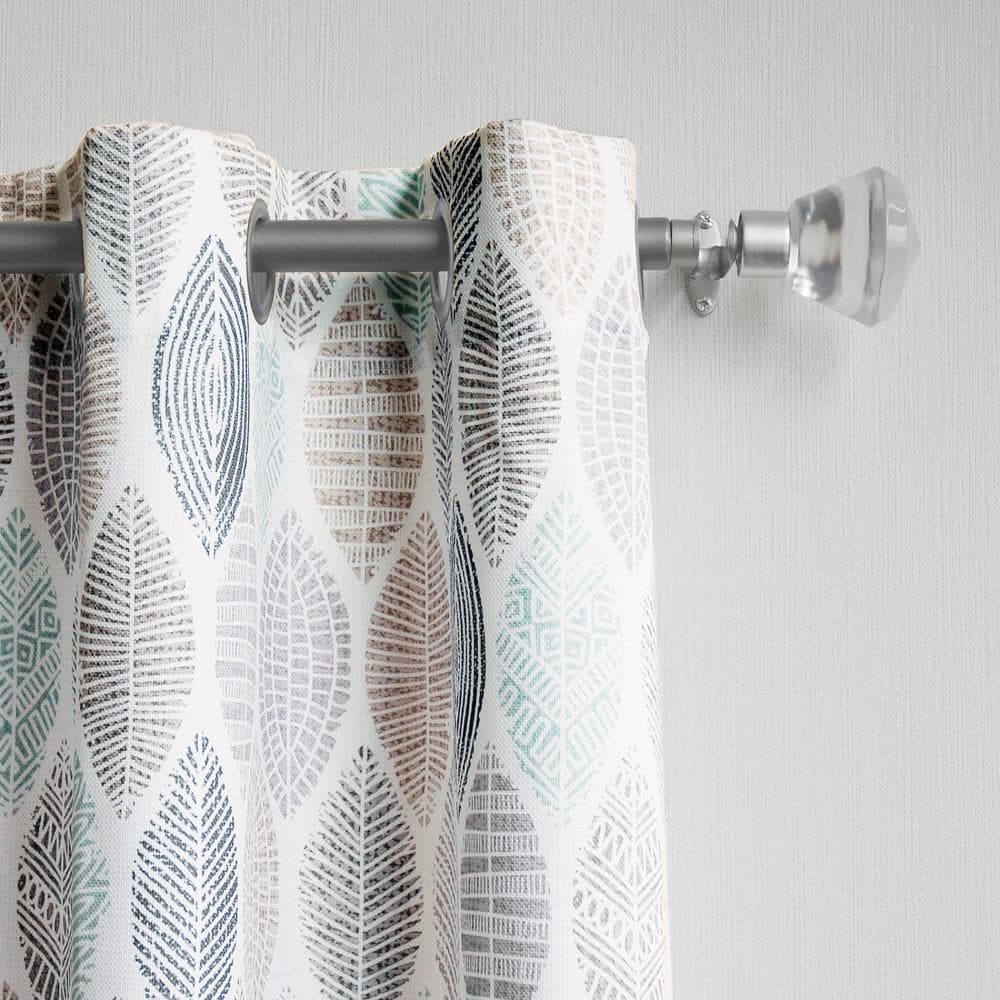 White Leaf Print Semi-Sheer Grommet Curtain Panel 40"x84"