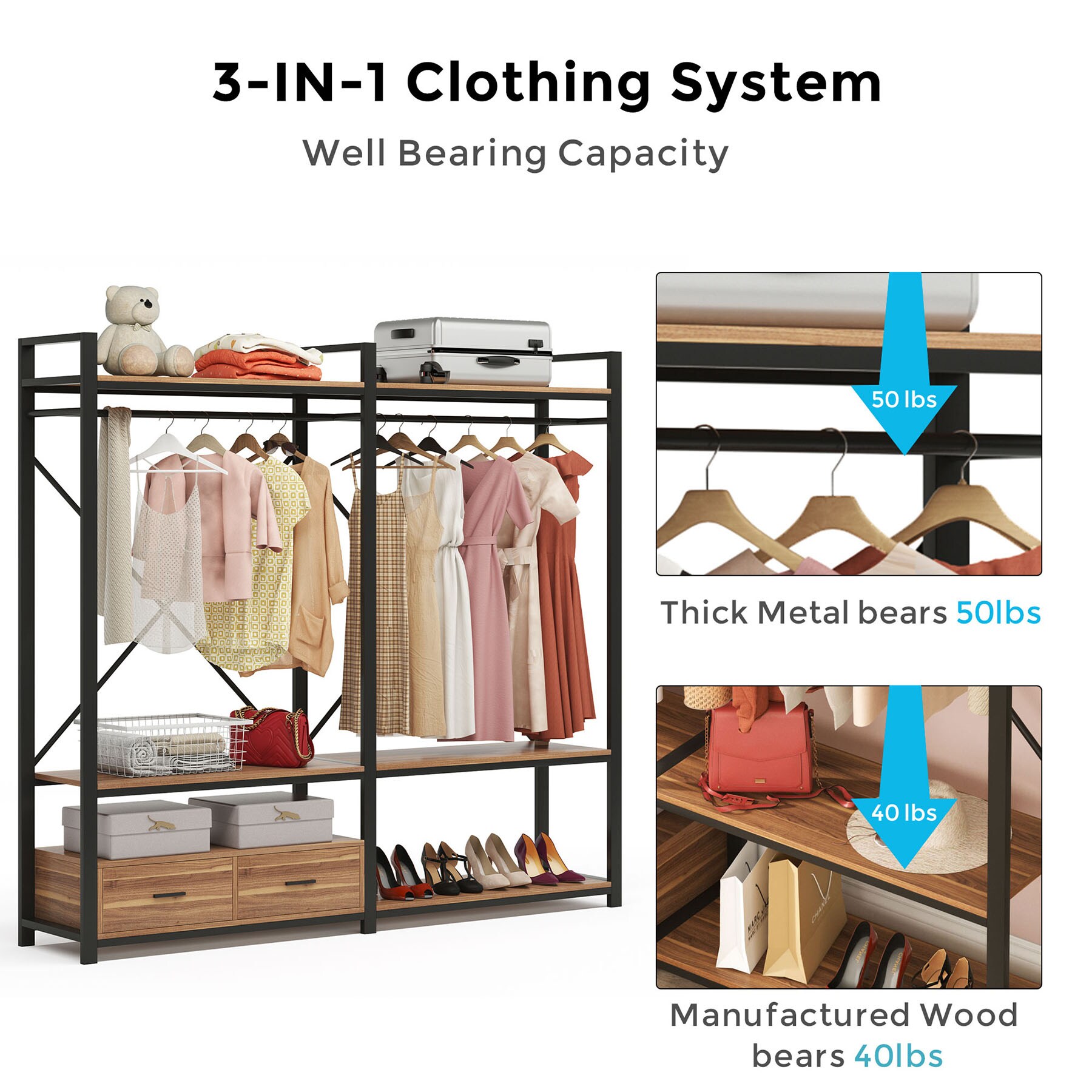 Tribesigns HOGA-F1395 Wood-Closet-Kits - View #3