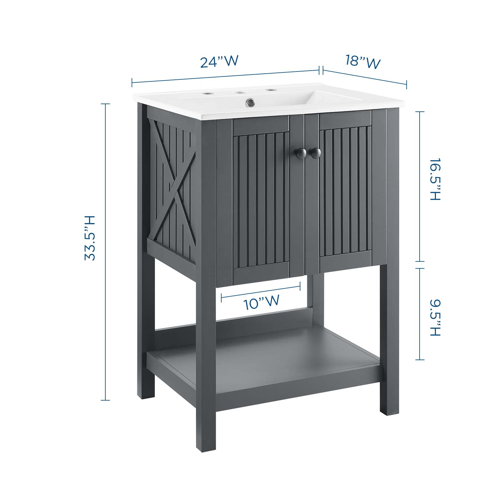 Modway EEI-4248-GRY-WHI Bath-Vanity-Combo - View #2