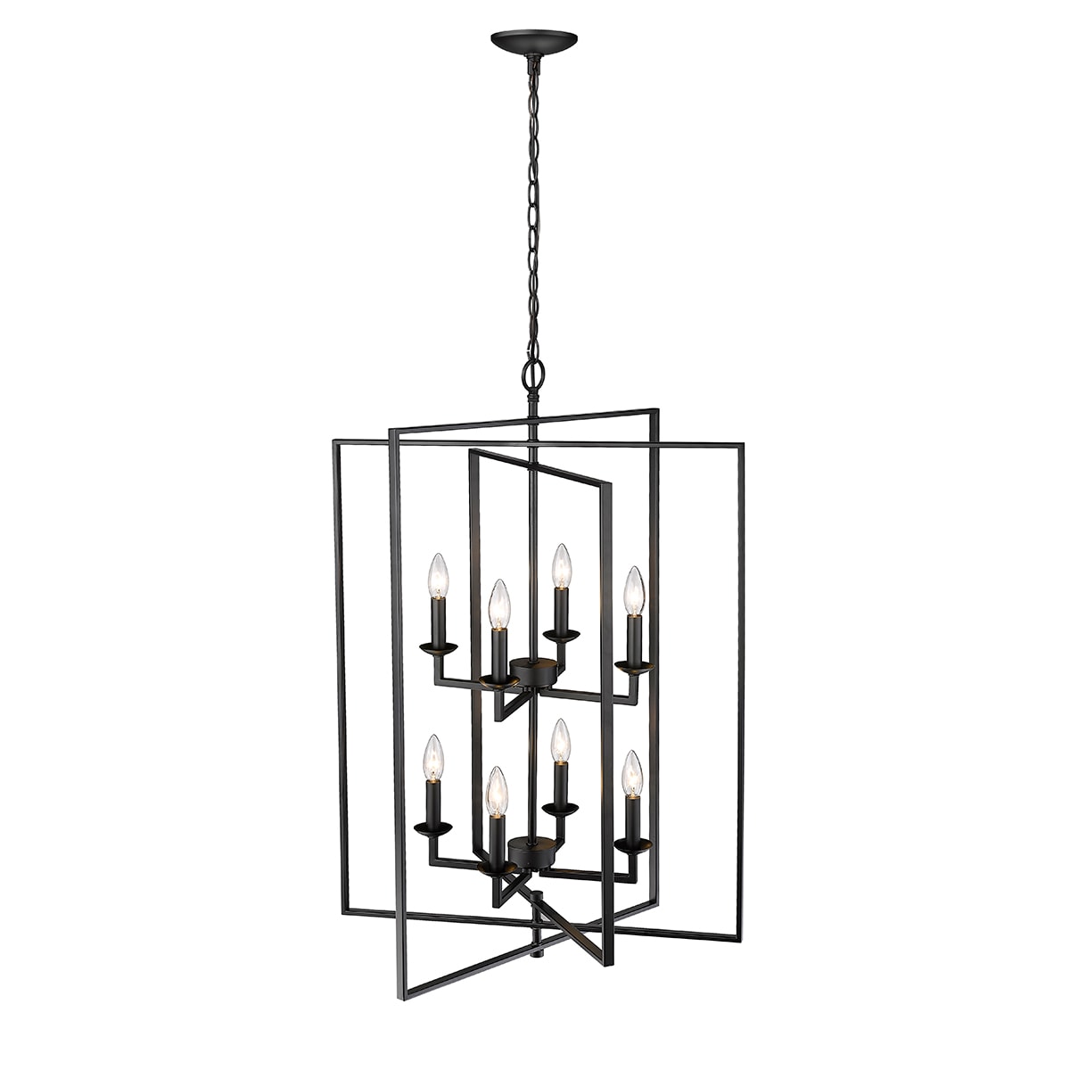 Nellis Matte Black 8-Light Geometric Pendant Chandelier