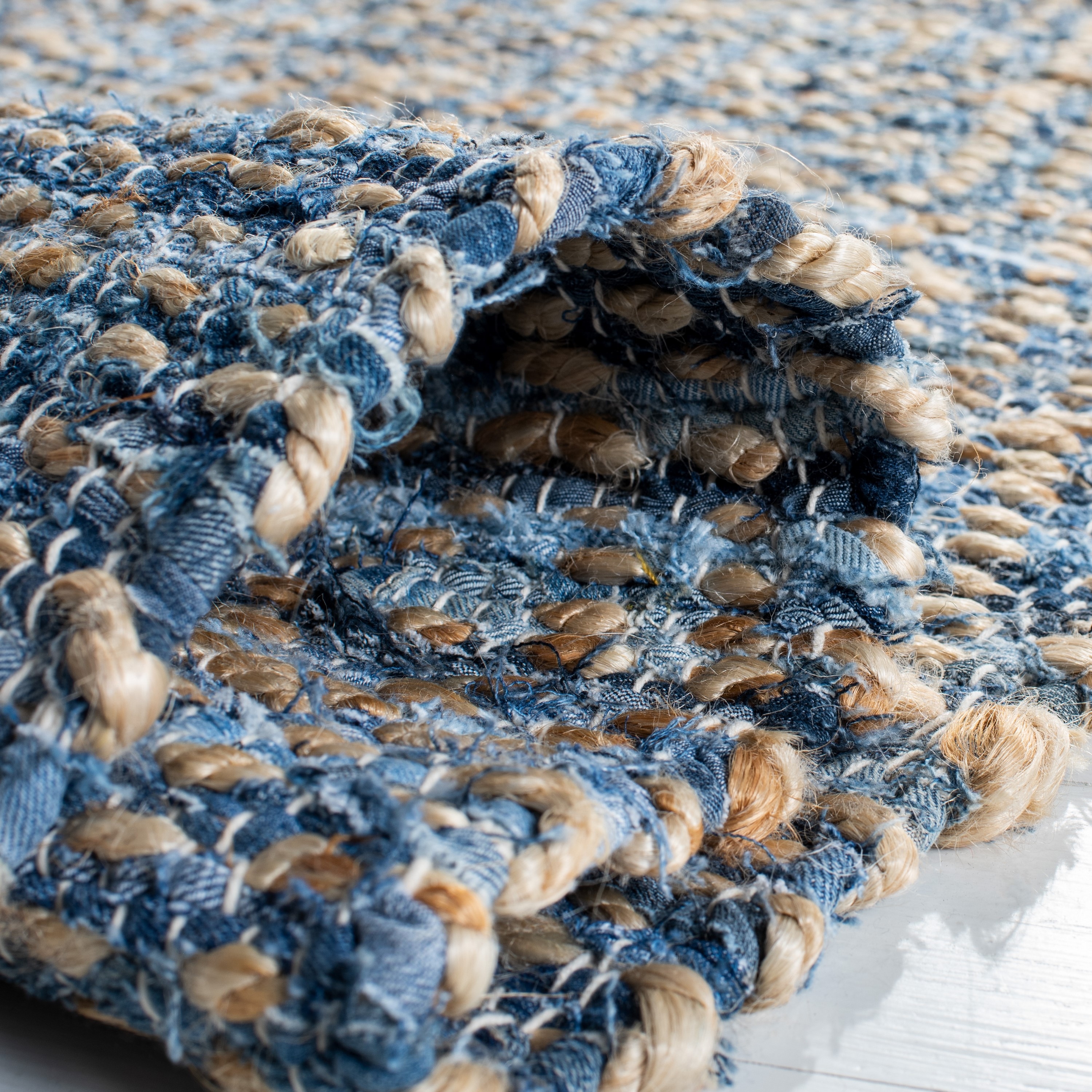 Cape Cod 8' x 10' Blue and Natural Wool Area Rug