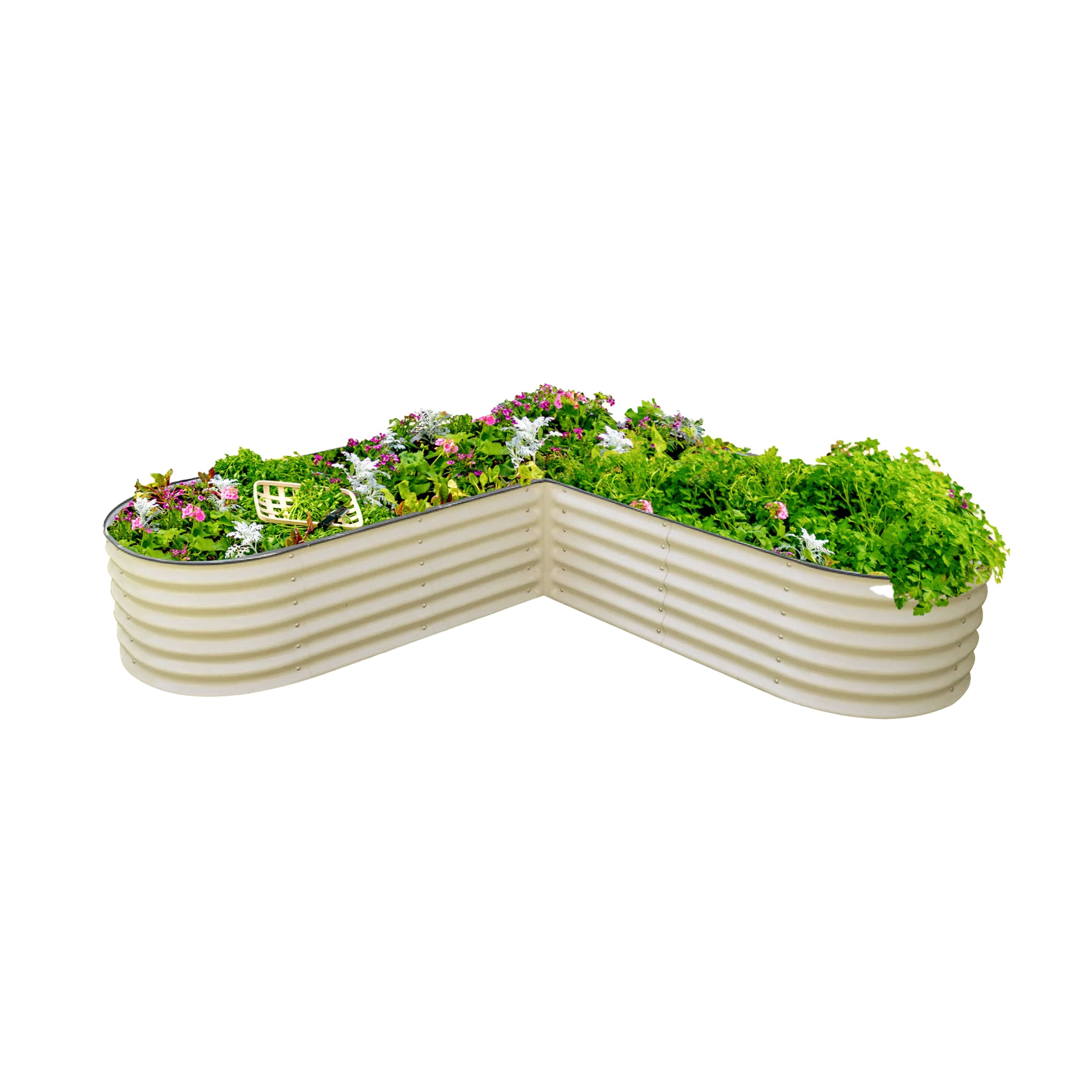 Vego Garden VBLLG17W 41-cu ft 84-in W x 84-in L x 17-in H Pearl White Galvanized Metal Raised Garden Bed