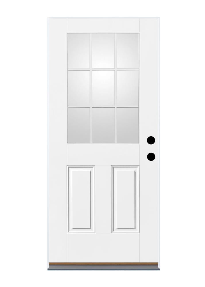 Therma-Tru SSCD4E28LN Entry Door 32-in x 80-in x 4-9/16-in Fiberglass Half lite Left-hand inswing Ready to paint Unfinished Prehung Front Door Insulating core with Grilles