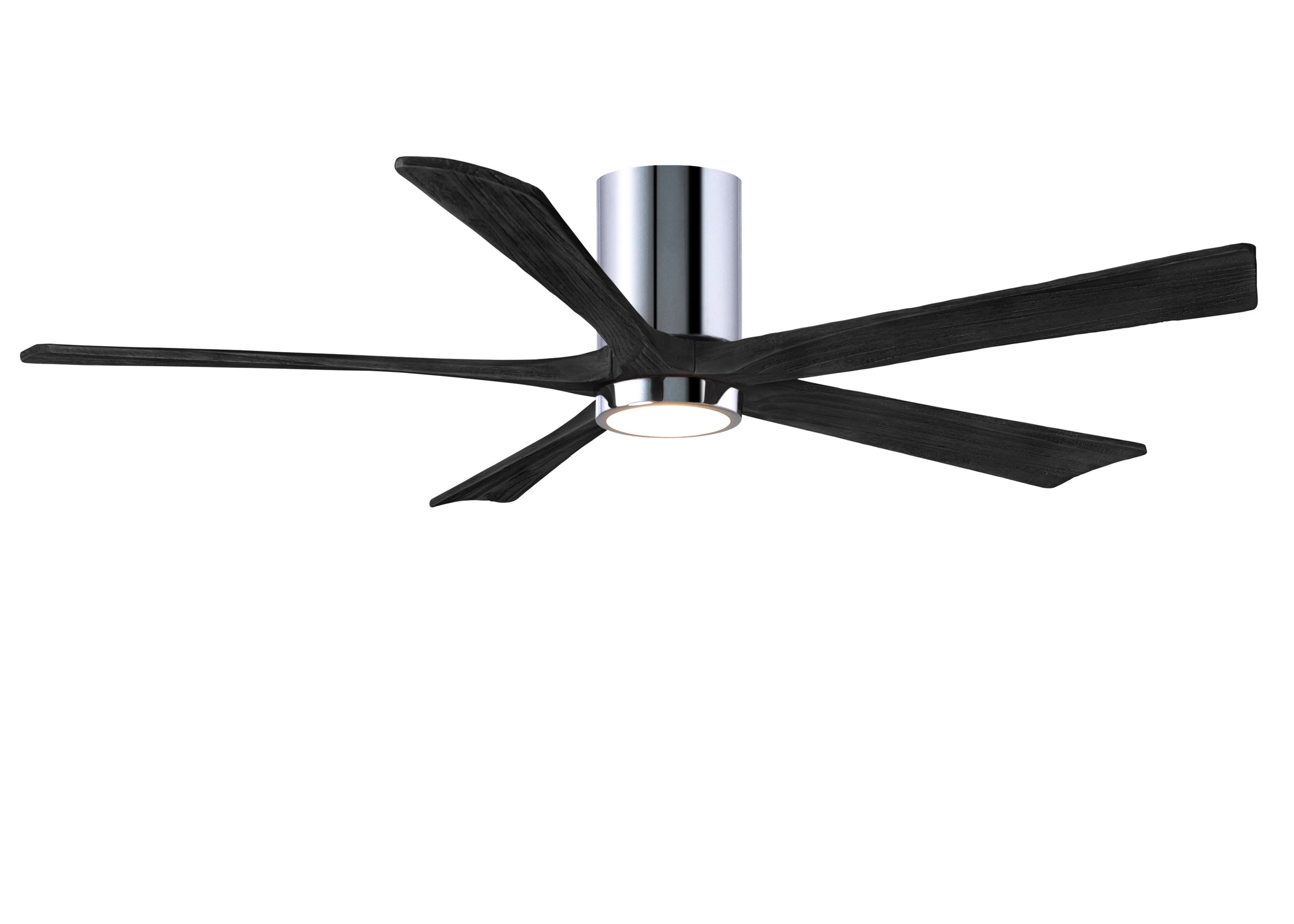 Matthews Fan Company IR5HLK-CR-BK-60 Irene-5HLK 60-in Color-Changing Integrated LED Outdoor Flush Mount Polished Chrome with Matte Black Blades Ceiling Fan With Light - Remote Included ( 5 -Blade )