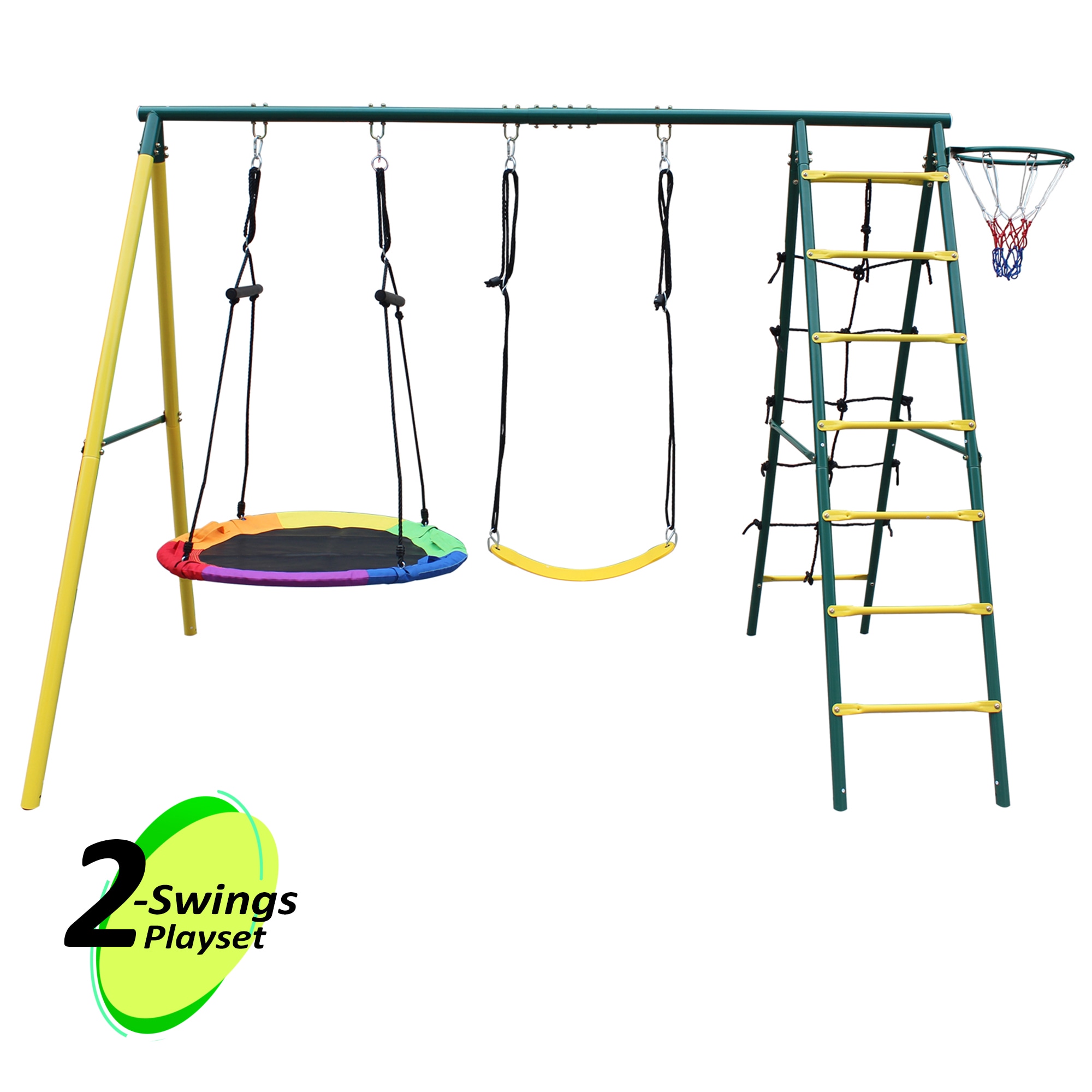 Fun Orange FUNPSQ406 Metal Swing Set Residential Steel Playset with 2 Swings