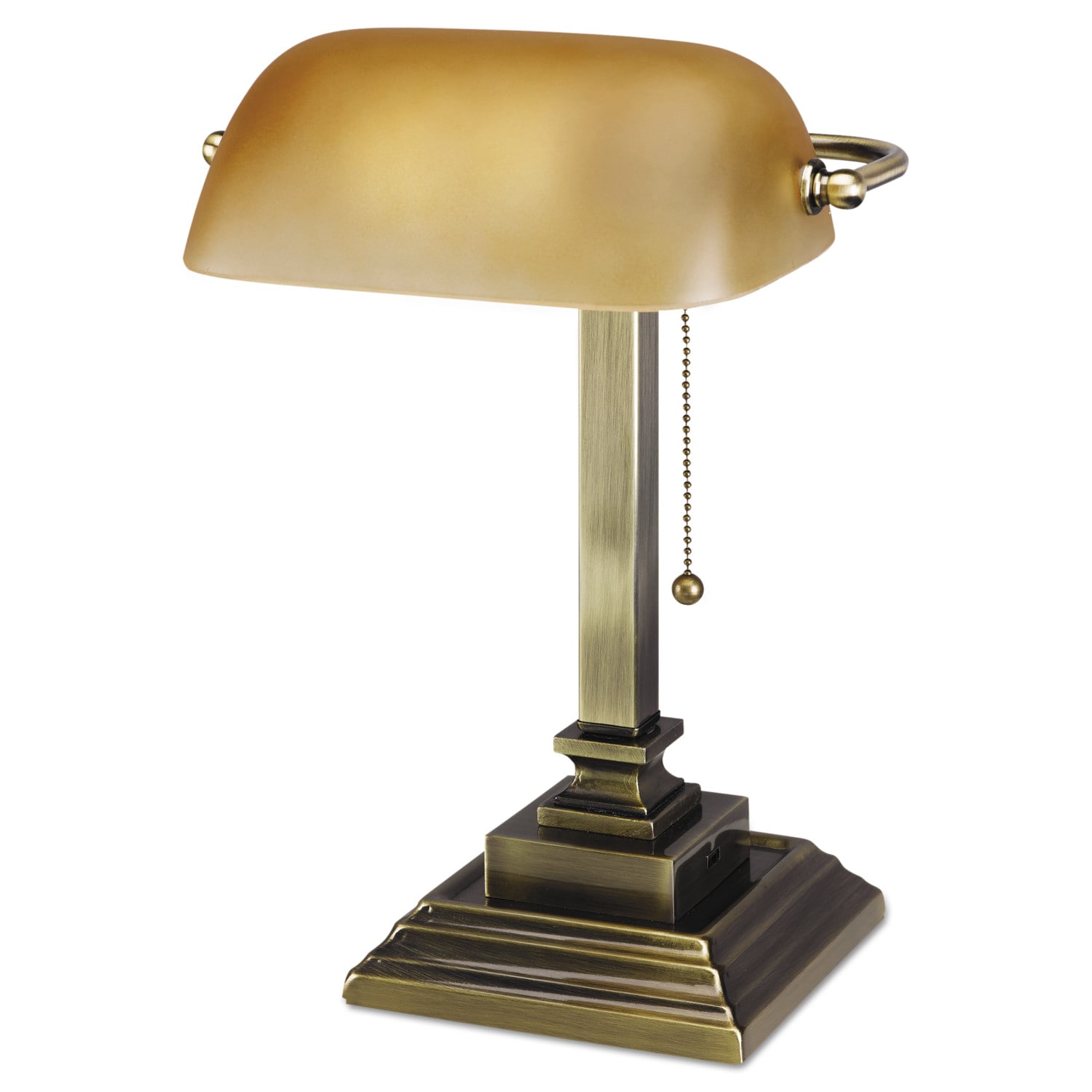 Alera 15-in Antique Brass Bankers Desk Lamp with Glass Shade at