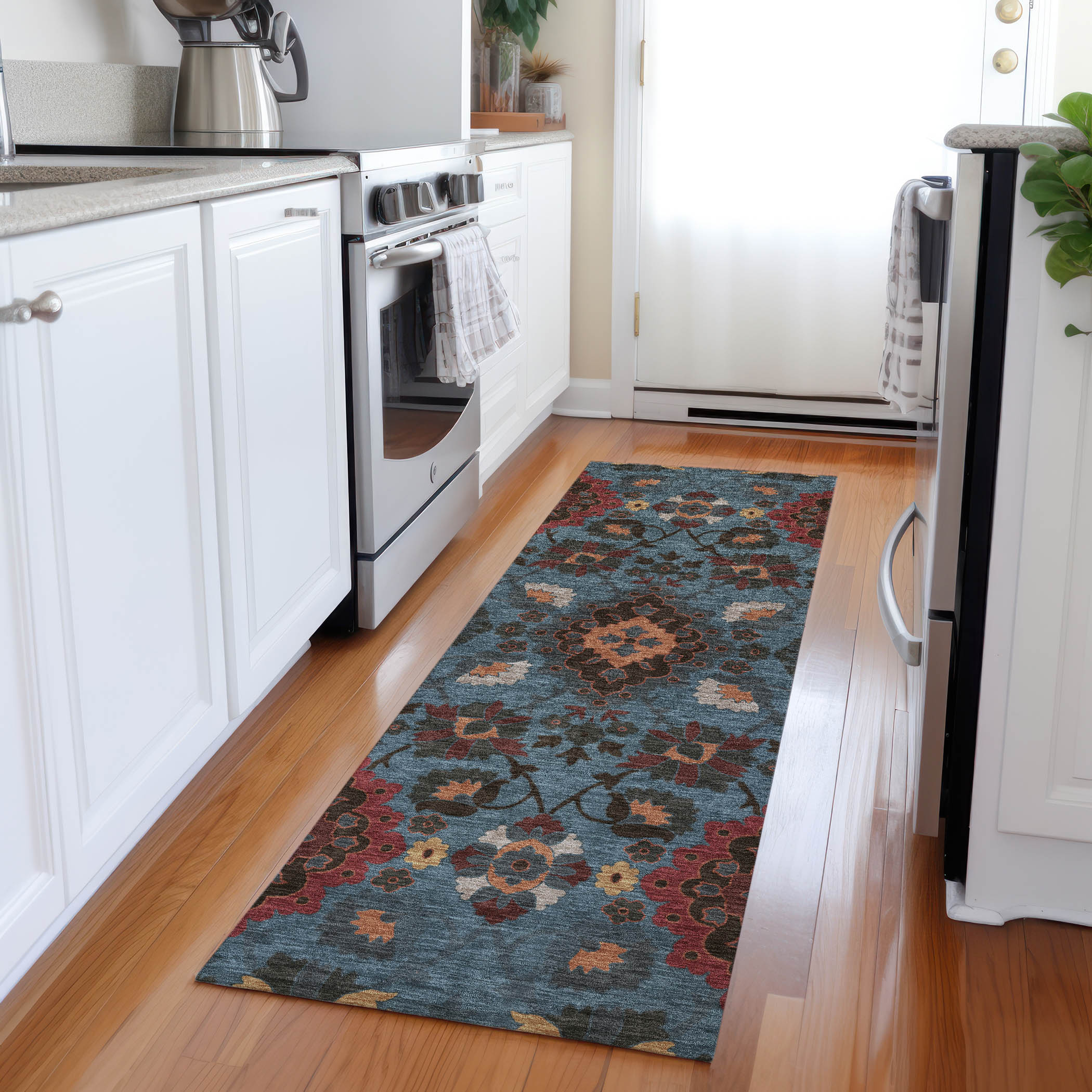 Addison Rugs ACN1002DN2X8 Chantille ACN1002DN 2 x 7 (ft) Polyester Denim Rectangular Indoor/Outdoor Geometric Machine washable Runner rug