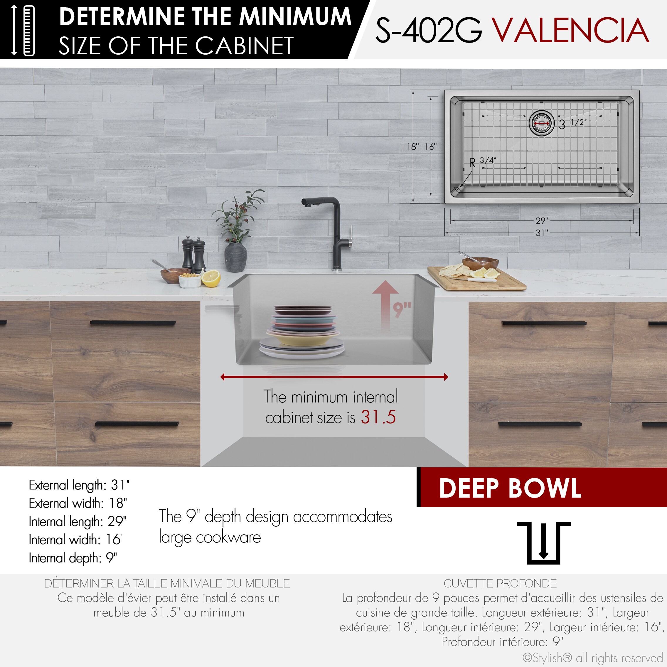 Stylish S-402G1 Kitchen-Sinks - View #4