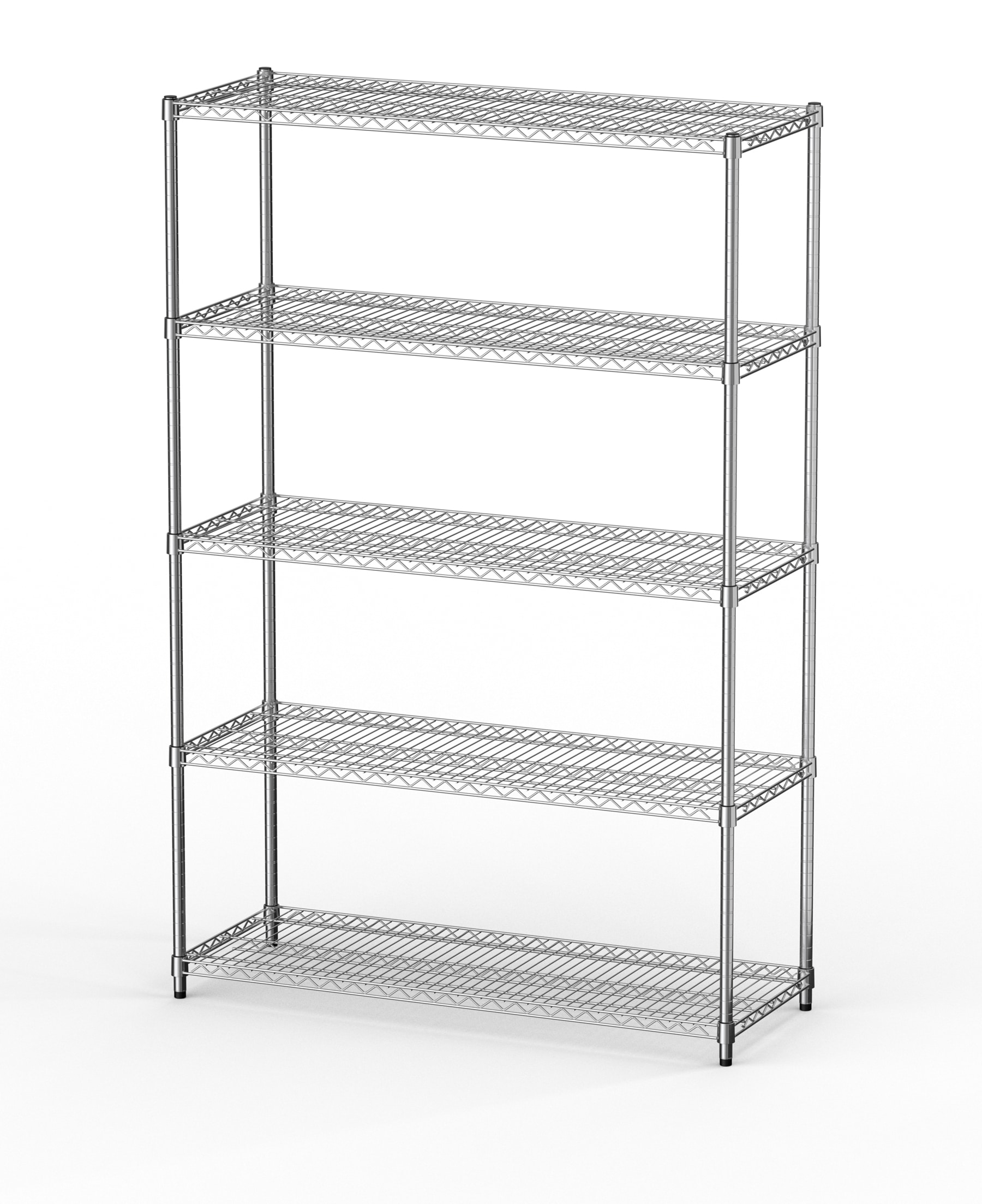 Everest ERS5AMCS Steel Heavy Duty 5 -Tier Utility shelving unit ( 48-in W x 18-in D x 72-in H ) ( Chrome , ( 600-lb lbs. Capacity Per Shelf )