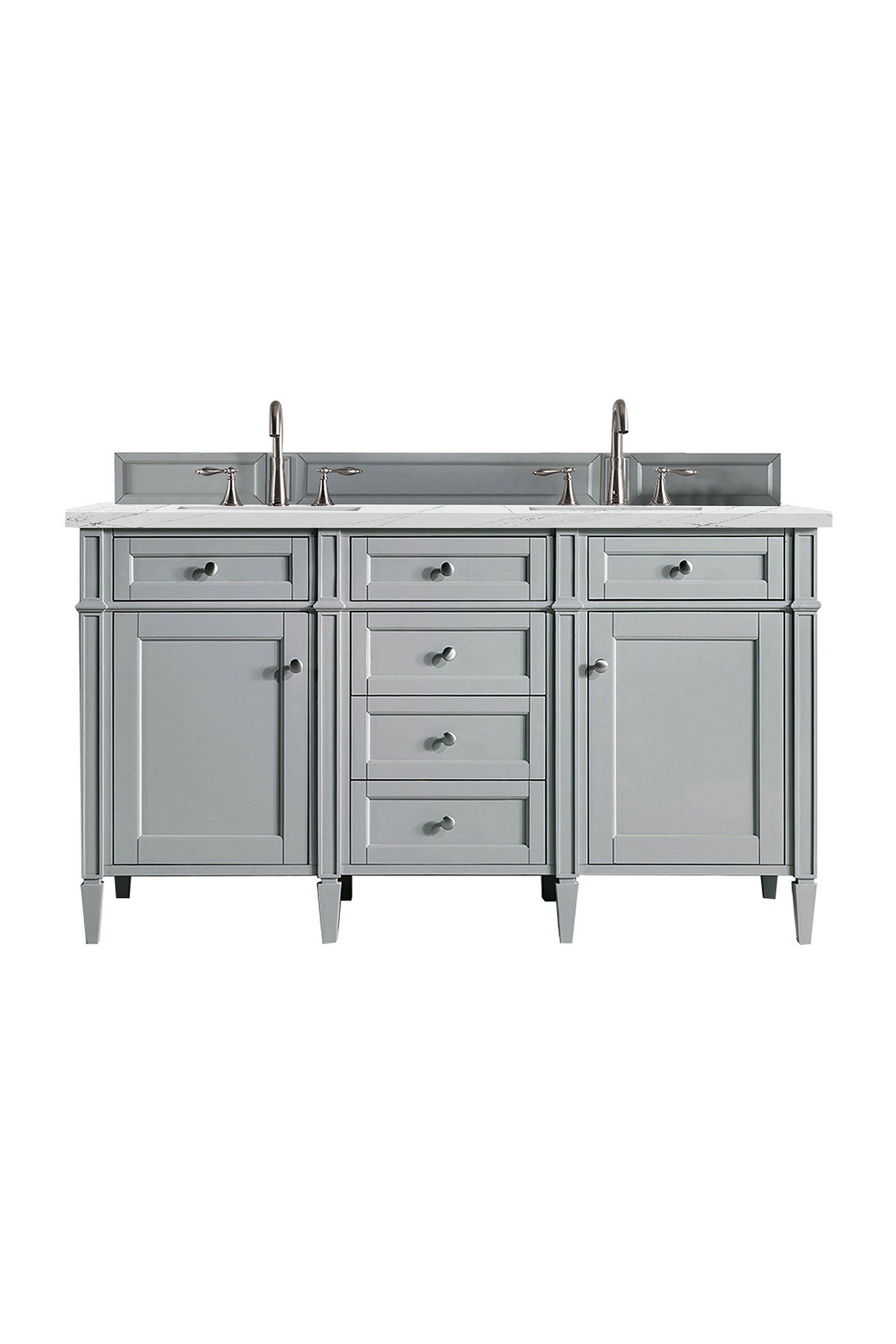 James Martin Vanities 650-V60D-UGR-3ENC Brittany 60-in Urban Gray Undermount Double sink Bathroom Vanity with Ethereal Noctis Quartz Top