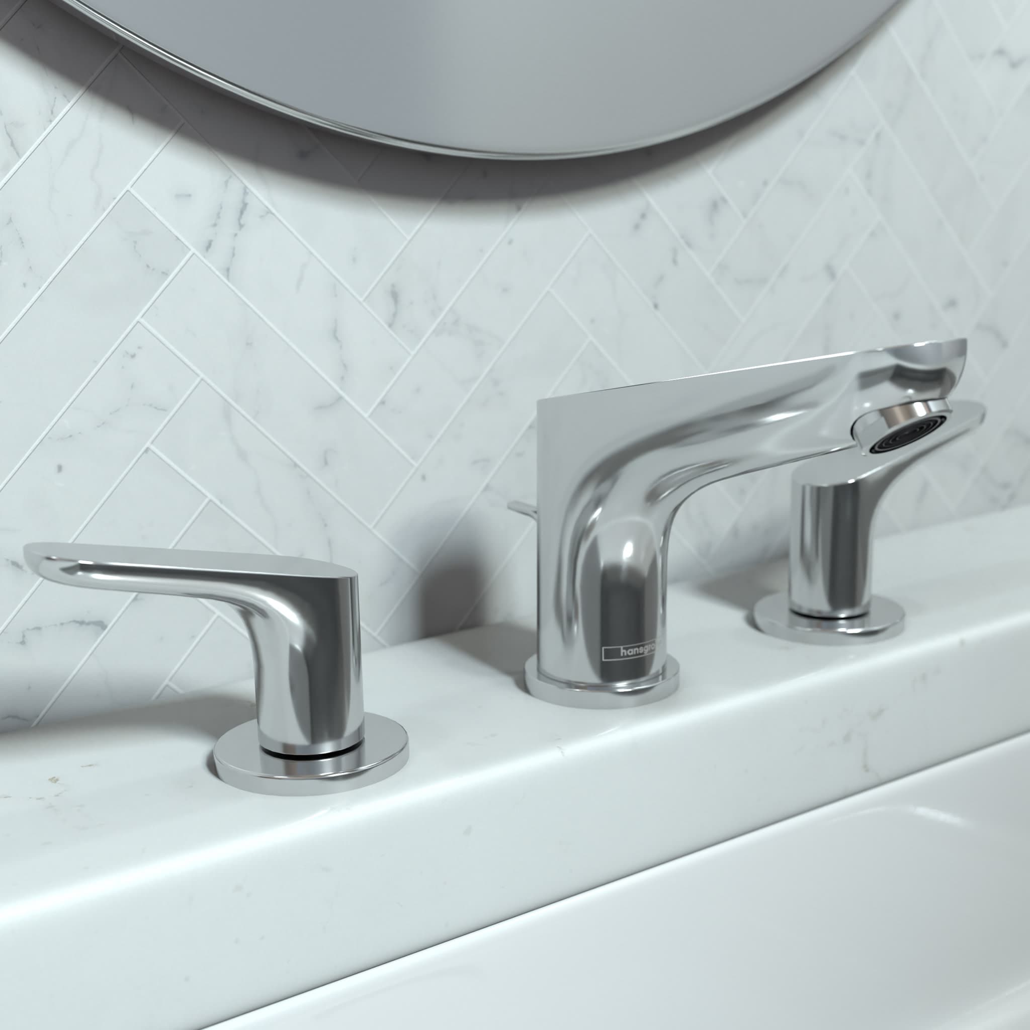 Hansgrohe 04369000 Focus Chrome Widespread 2-handle Low-arc Residential Handle Bathroom Sink Faucet with Drain