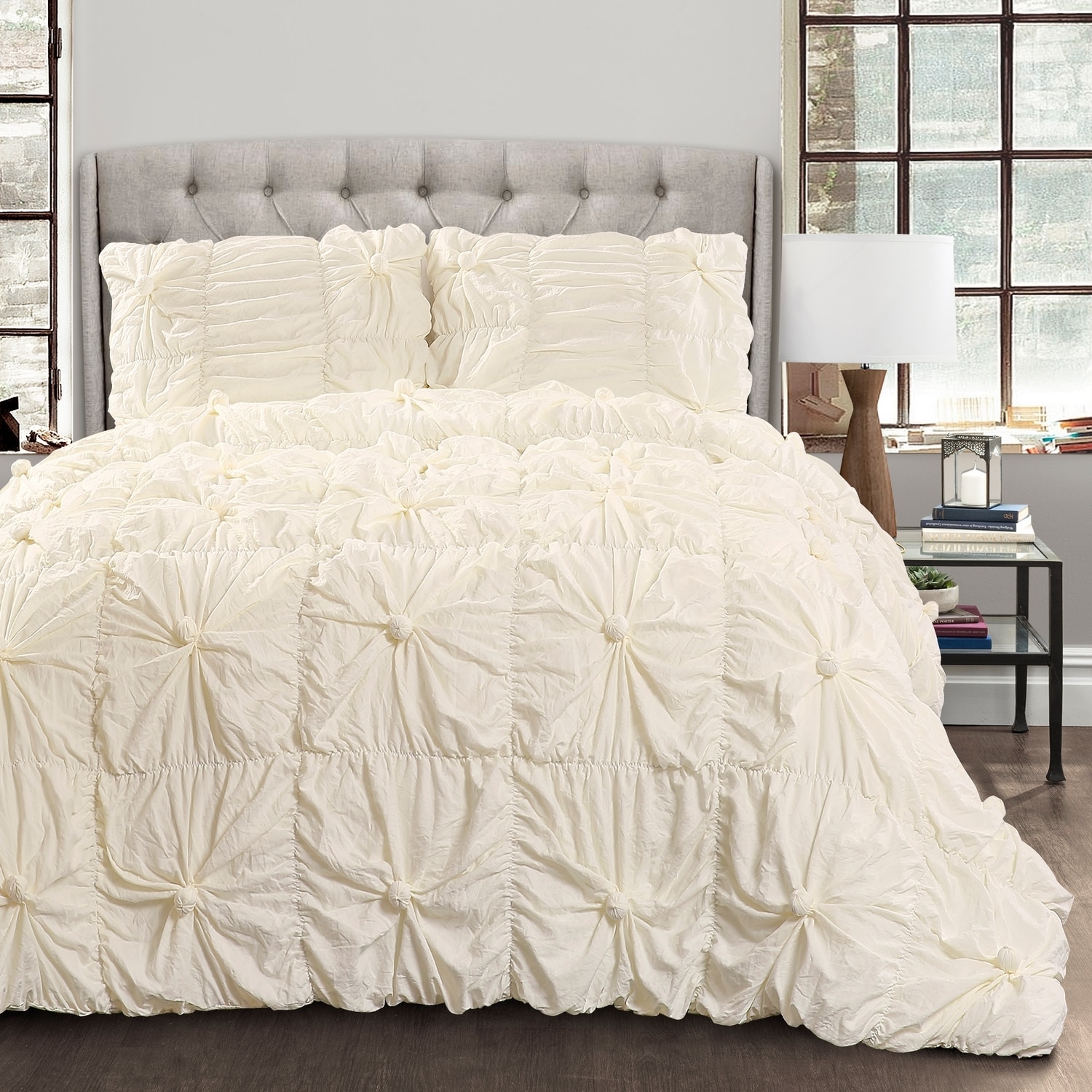 Lush Decor 16T002166 Ivory Solid King Comforter