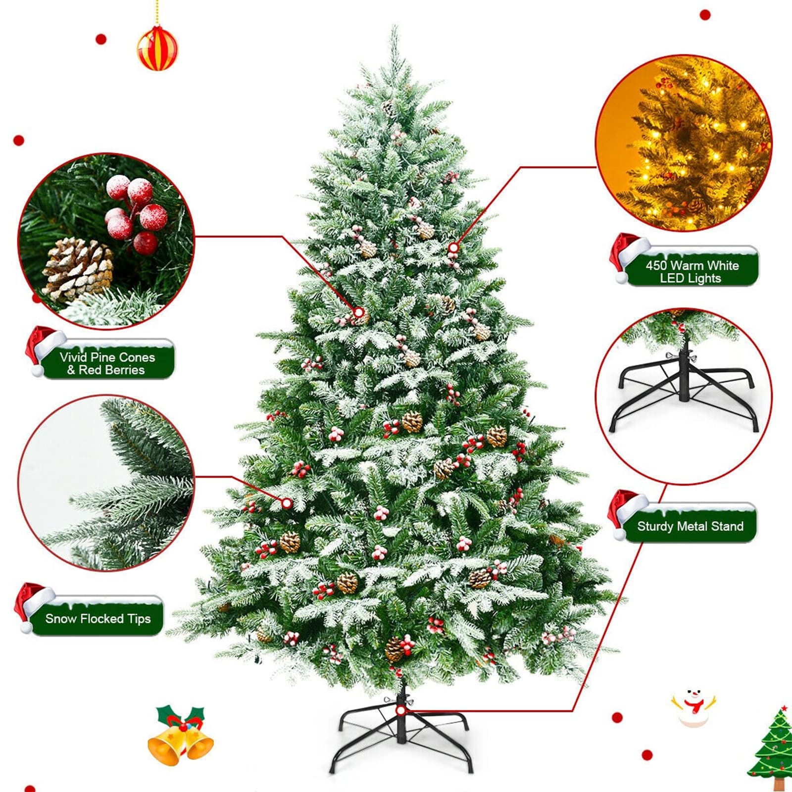 WELLFOR CM-HPY-22836US Artificial-Christmas-Trees - View #3