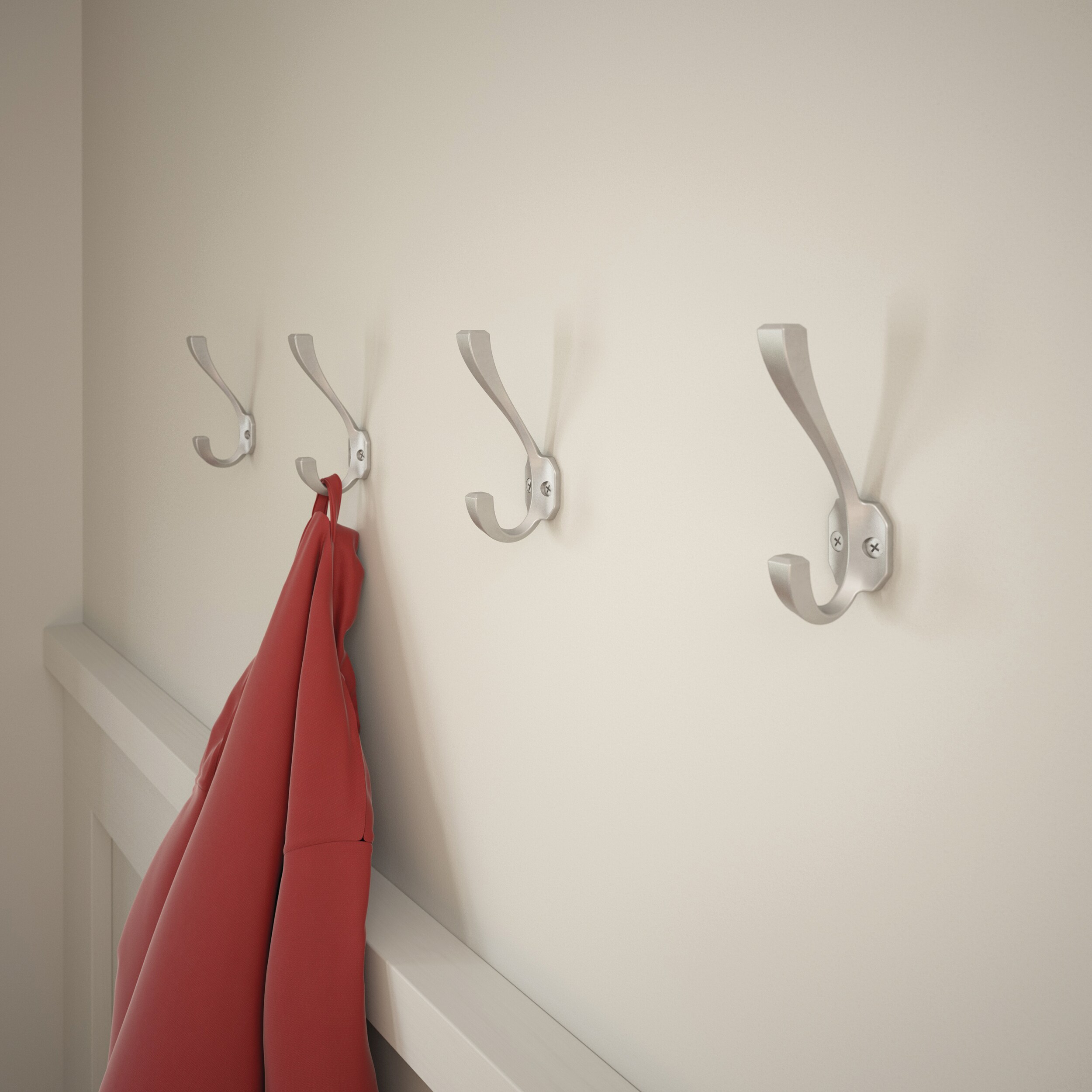 Franklin Brass 4-Pack 2-Hook 1.18-in x 1.41-in H Matte Nickel Decorative Wall  Hook (35-lb Capacity) in the Decorative Wall Hooks department at