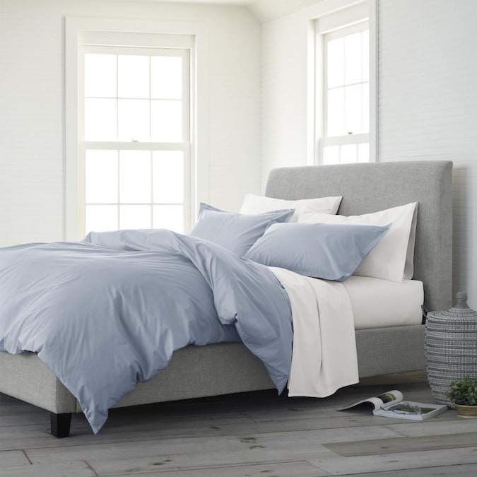 3 Piece Light Blue King Comforter Set, Blue And Grey King Bedding Sets