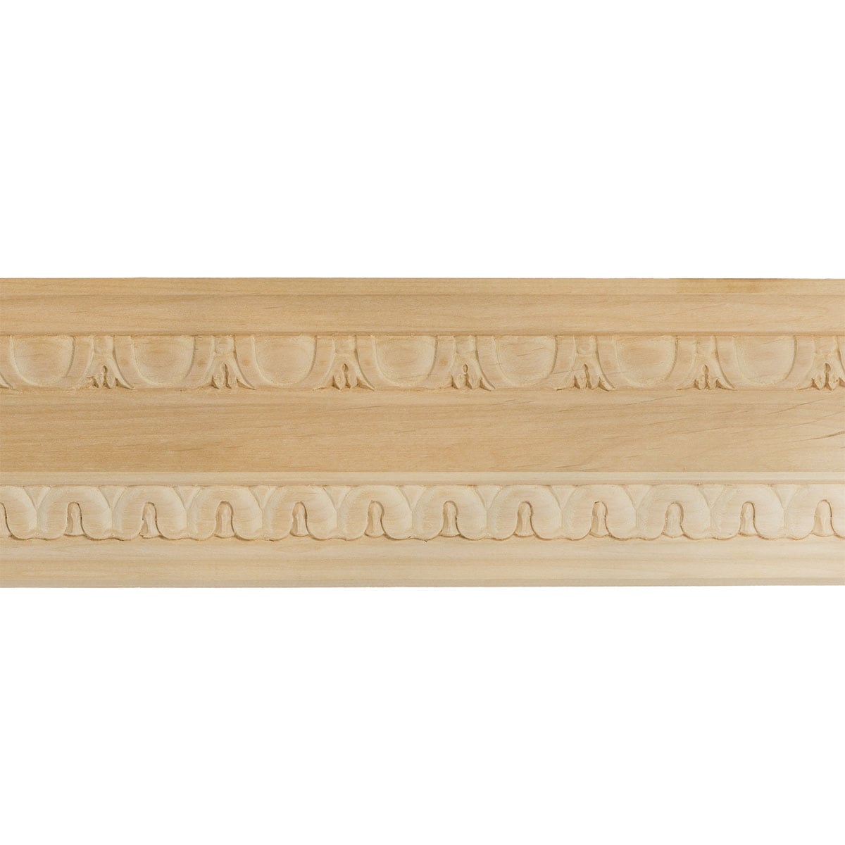 Ekena Millwork 686866 Bedford Carved Wood 5-in x 7-ft 10-1/2-in Maple Unfinished Wood Crown Moulding 12 -Pack