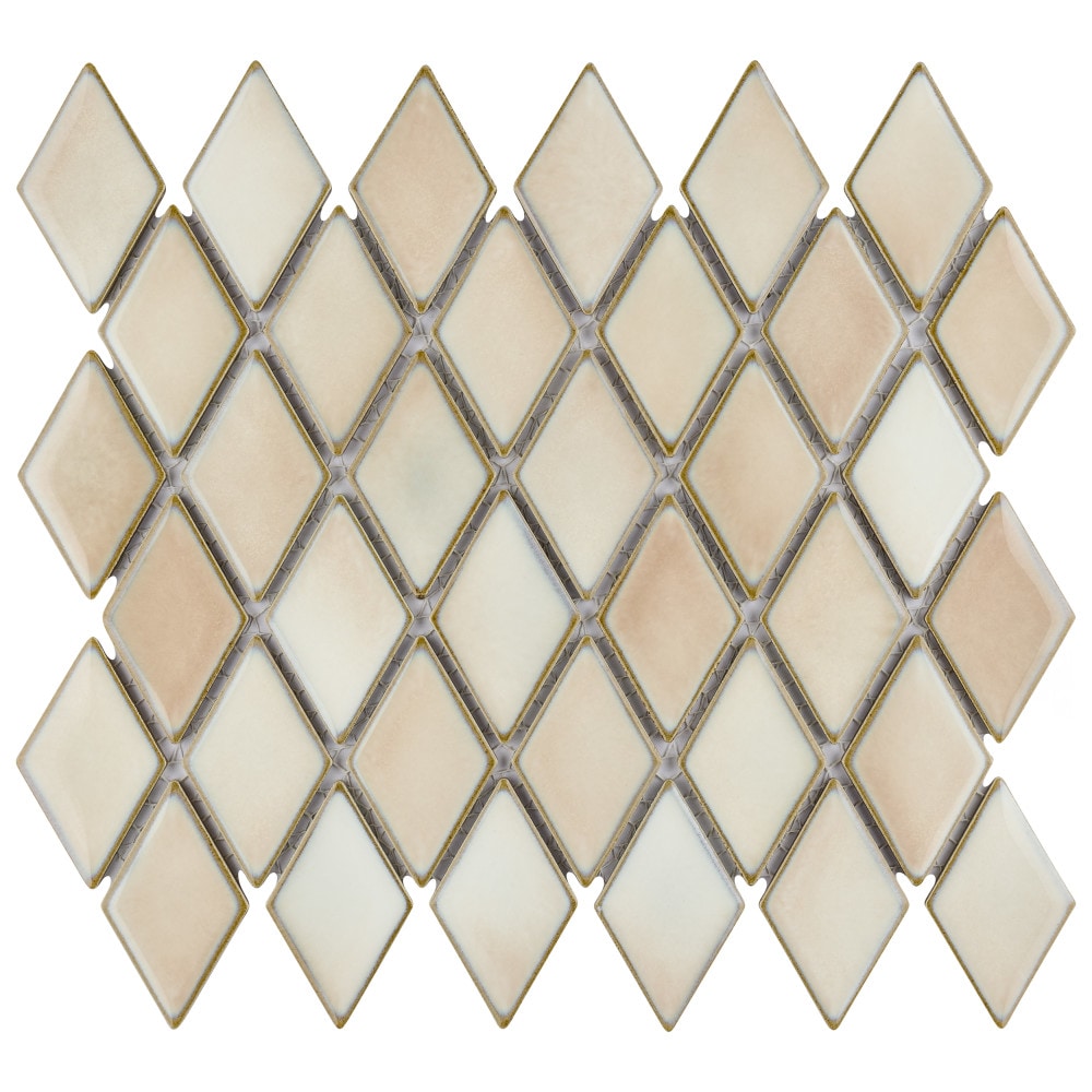 Affinity Tile FKOHKT71 Hudson Kite Truffle 10-in x 12-in Glossy Porcelain Stone Look Mosaic Floor and Wall Tile (8.56-sq. ft/ Carton)