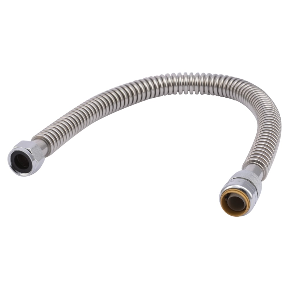 SharkBite SS3088FLEX24LF 24-in 3/4-in Push-to-Connect Inlet x 3/4-in FIP Outlet Corrugated Stainless Steel Water Heater Connector