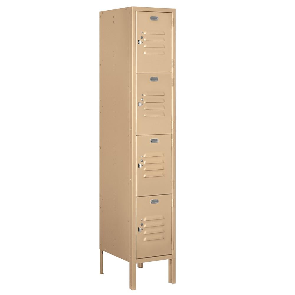 SALSBURY INDUSTRIES 64155TN-U 12 -in Wide Four Tier Standard Metal Locker- 1 Wide- 5 -ft High- 15 -in Deep- Tan- Unassembled