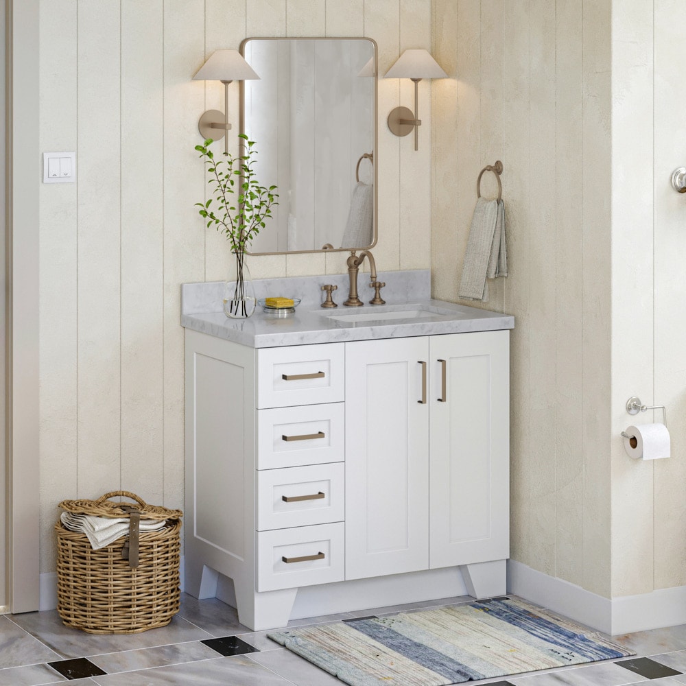 Taylor White Single Bathroom Vanity with Carrara Marble Top