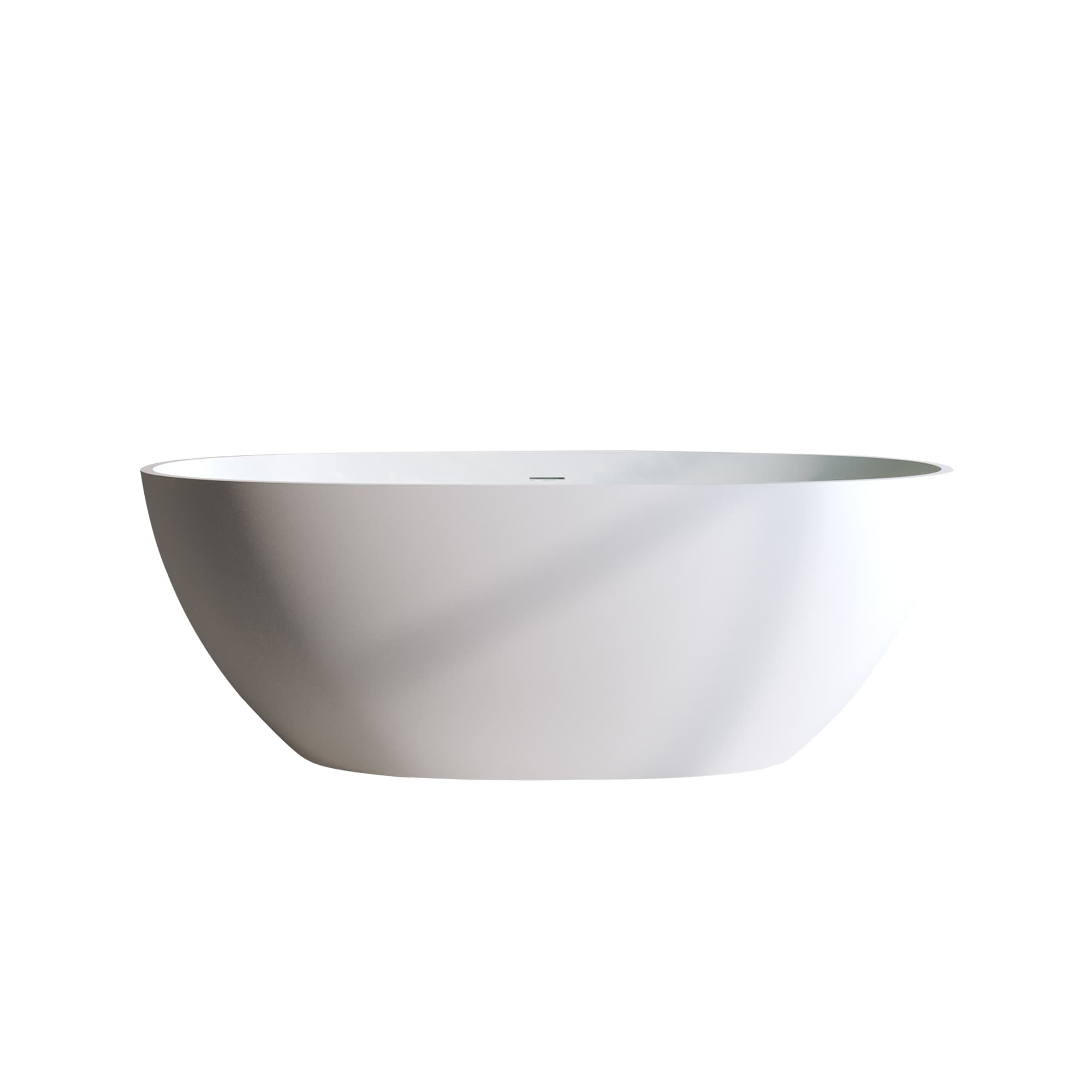 BEARSOLIM 30.7-in x 59-in Solid Surface Bathtub Freestanding Solid Surface Stone Resin Soaking Tub Thick Edge with Overflow Pop-up Drain #DJYC-W2753P191209