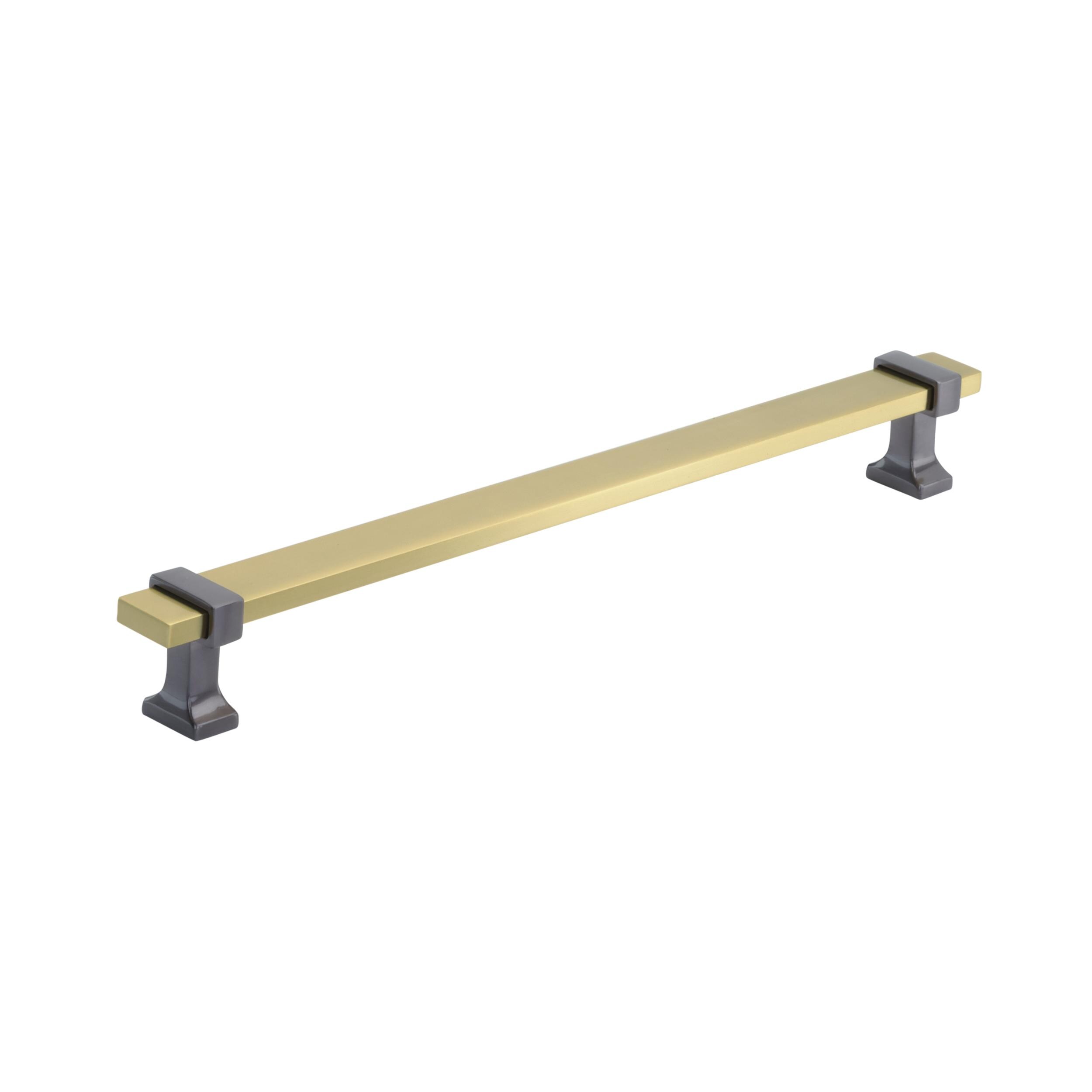Amerock BP36684BGLBCR Overton 8-13/16-in , 224mm Center to Center Brushed Gold/Black Chrome Cylindrical Bar