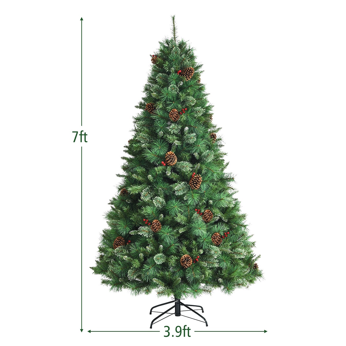 WELLFOR 7-ft Green Artificial Christmas Tree with Snow-Flocked Tips ...