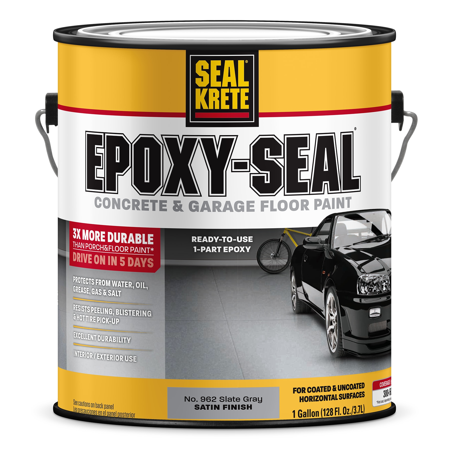 4.5 gal. Gray Gloss 2 Part 900 sq.ft. Epoxy Kit Interior/Exterior Concrete Basement & Garage Roller Floor Paint Coating