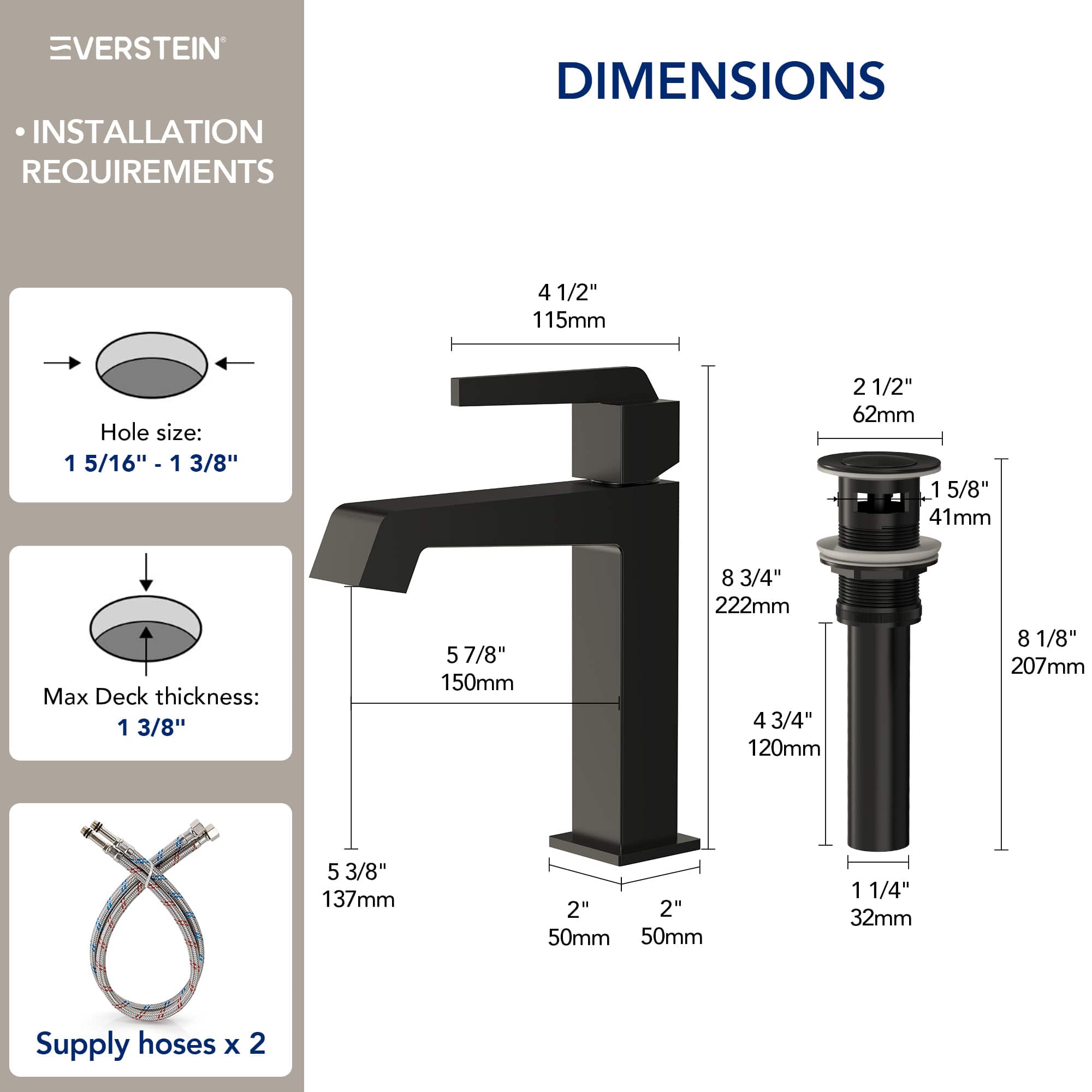 EVERSTEIN SFS-1311B-BK Lavatory-Faucets - View #10