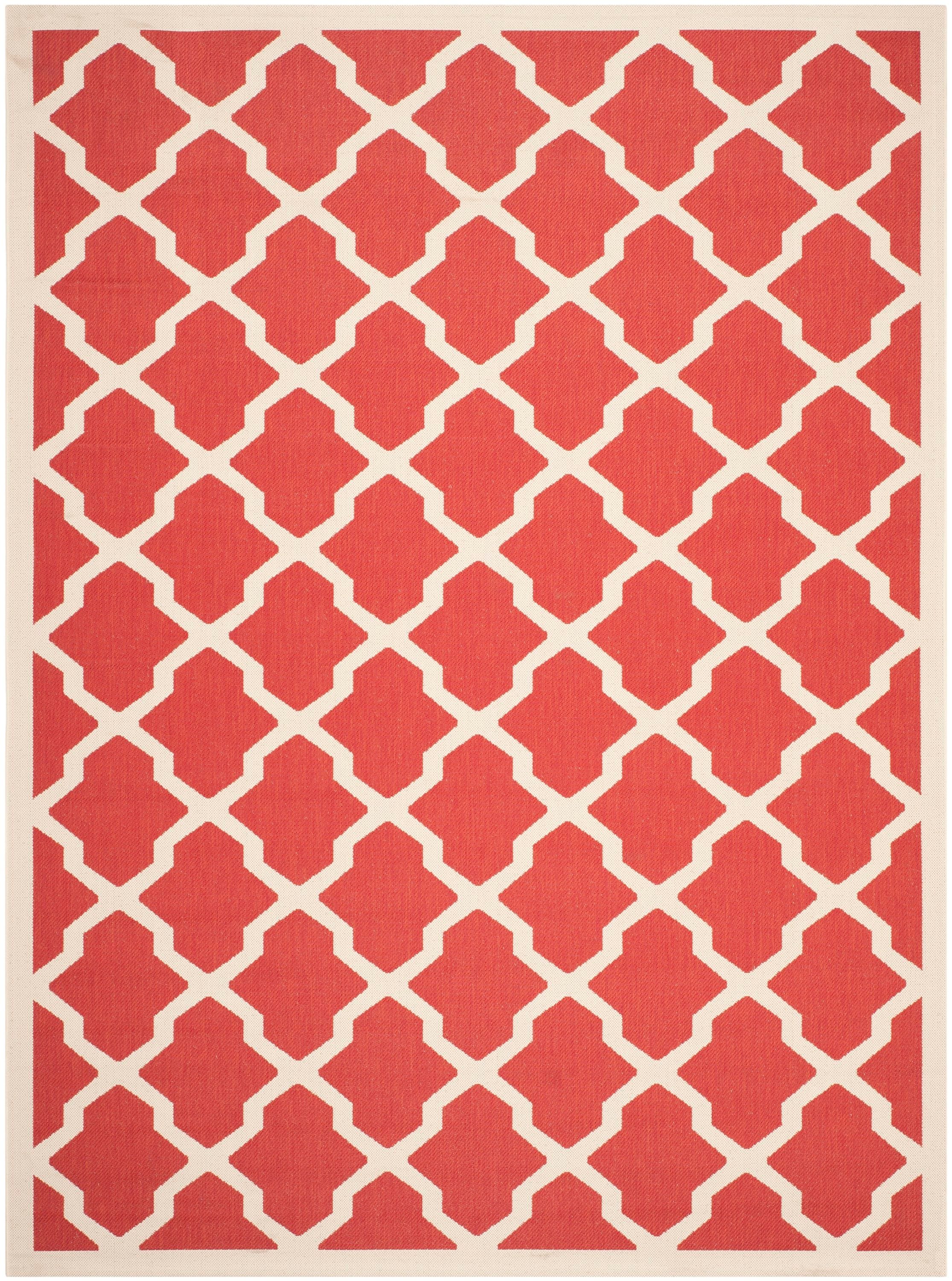 Safavieh CY6903-248-9 Courtyard Dian 9 x 12 (ft) Loomed Polypropylene Red/Bone Rectangular Indoor/Outdoor Trellis Coastal Area rug