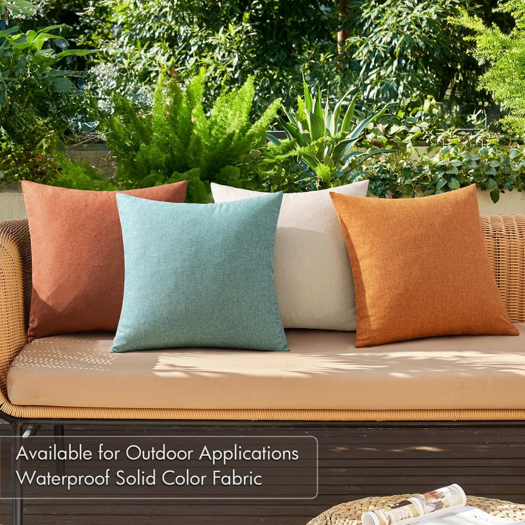 Wudkey 18x18 Incn Outdoor Waterproof Throw Pillow Linen Covers Pack of 4 B