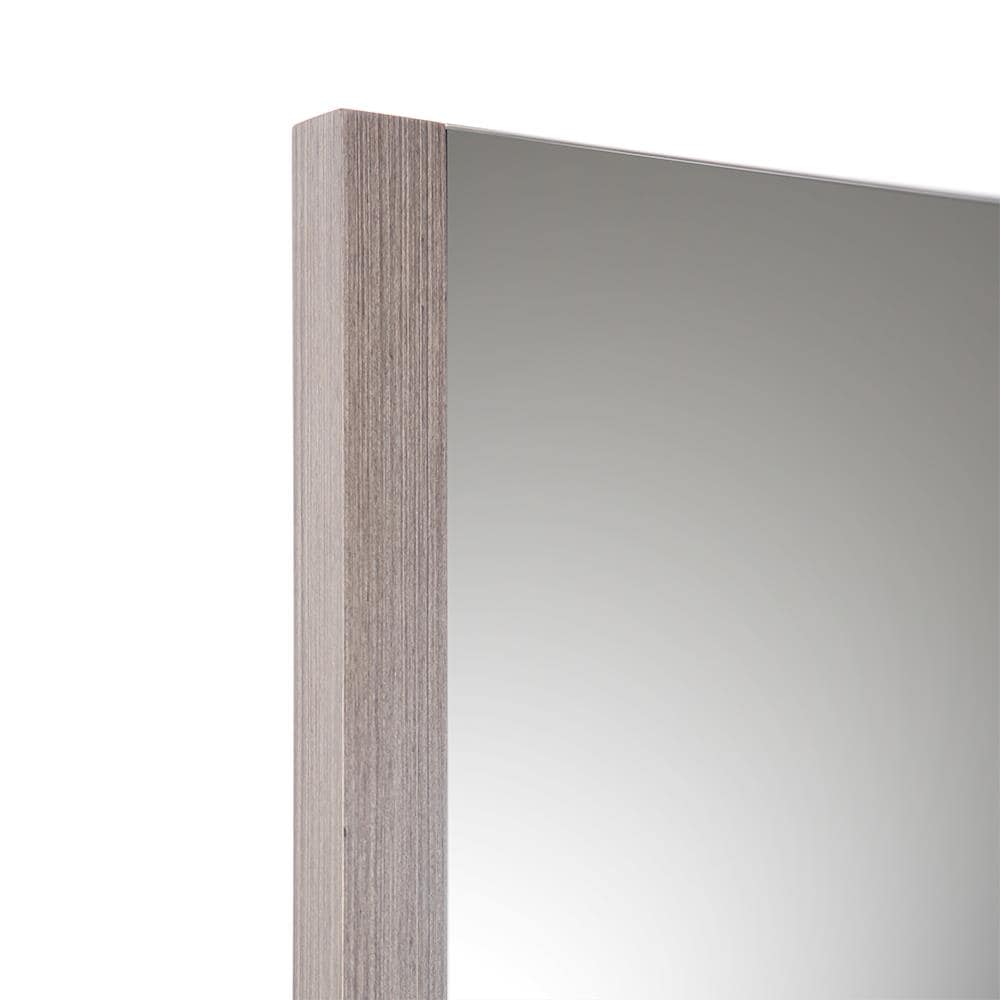 Gray Oak Rectangular Frameless Bathroom Vanity Mirror