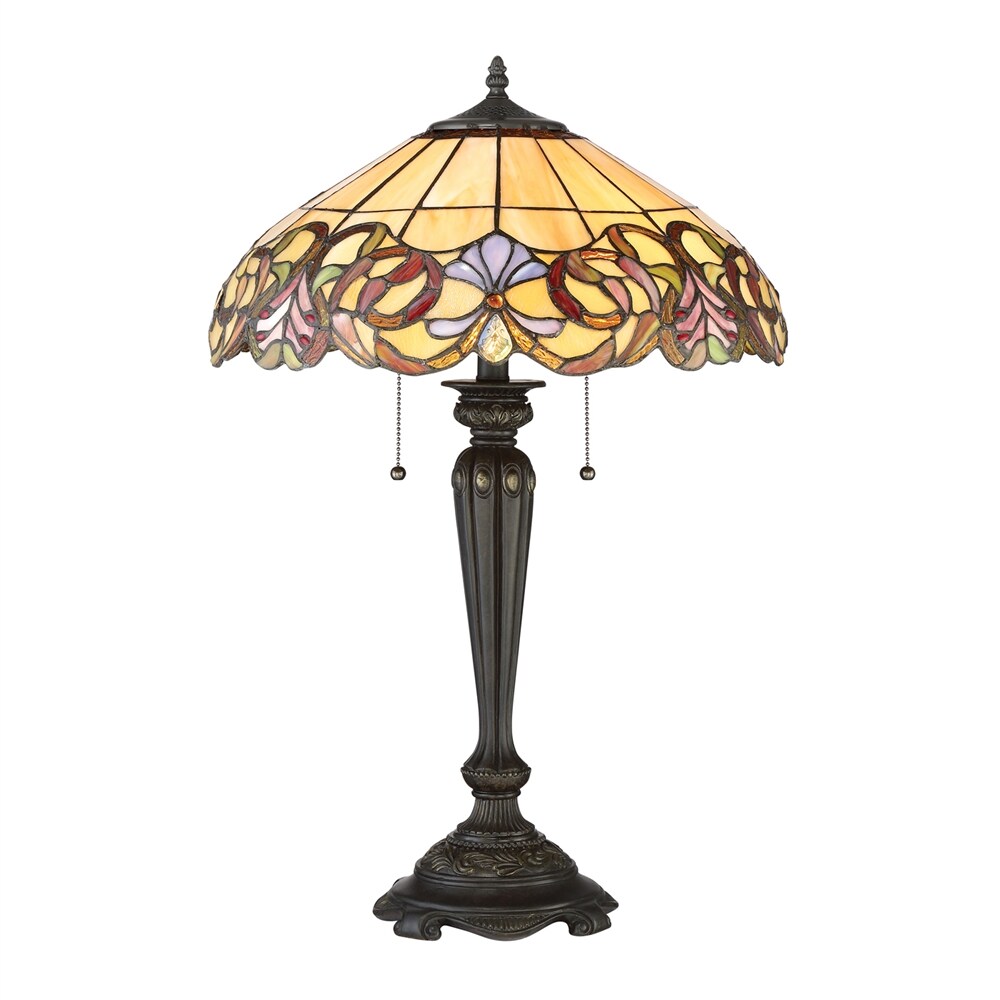 Quoizel Blossom 27-in Imperial Bronze Table Lamp with Glass Shade in ...